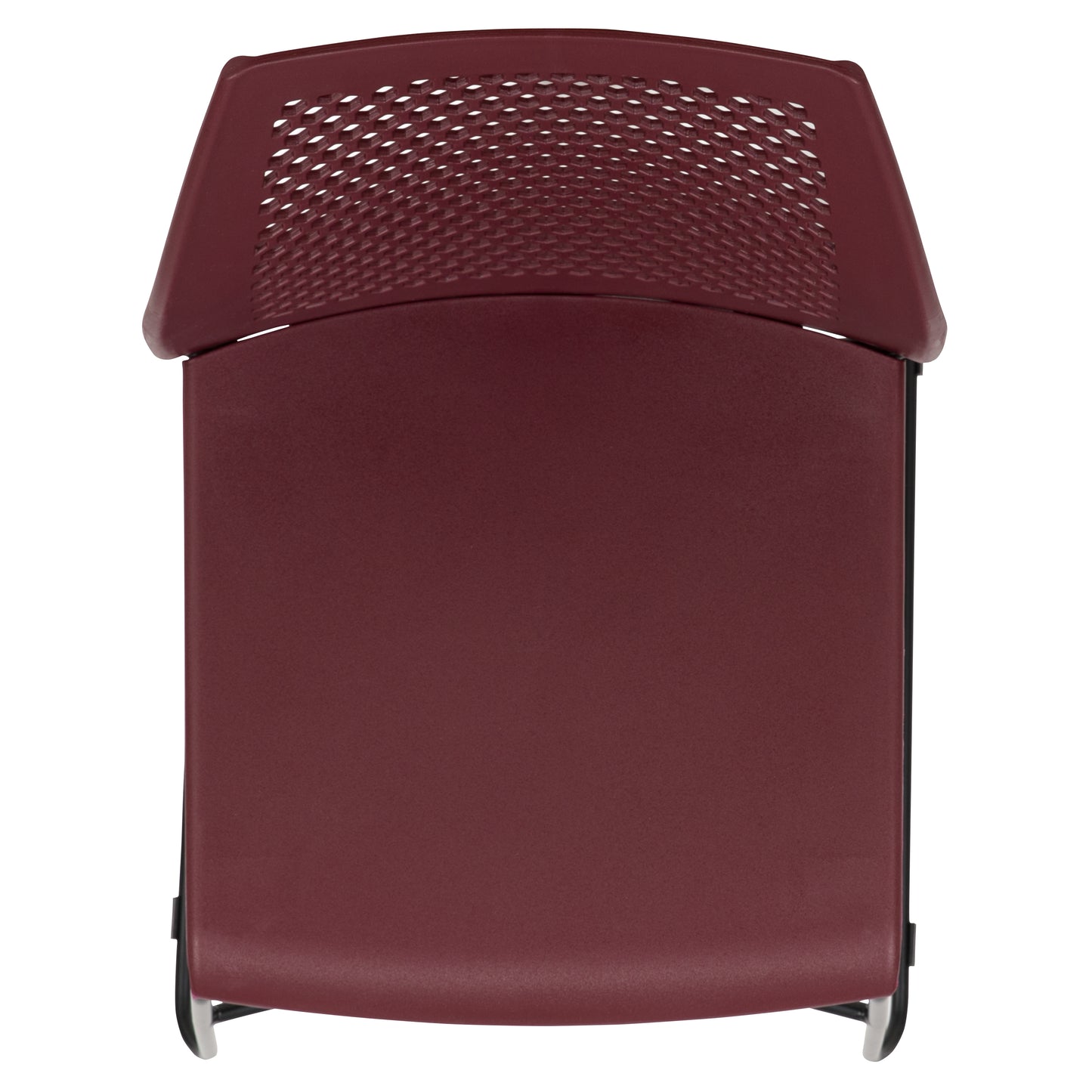HERCULES Series 661 lb. Capacity Burgundy Stack Chair with Air-Vent Back and Black Powder Coated Sled Base Burgundy