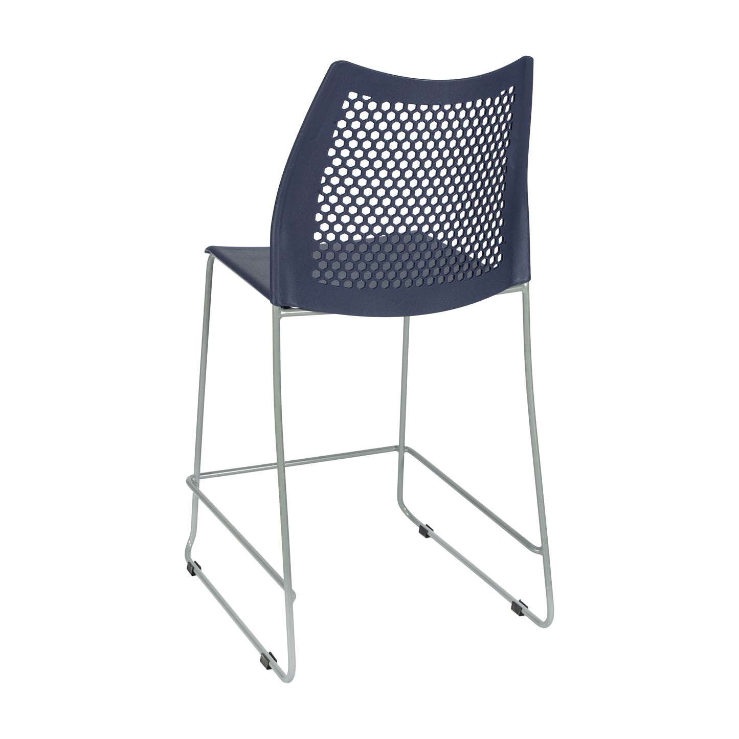 HERCULES Navy Stack Counter Stool with Air-Vent Back and Gray Powder Coated Sled Base Navy Plastic/Gray Frame