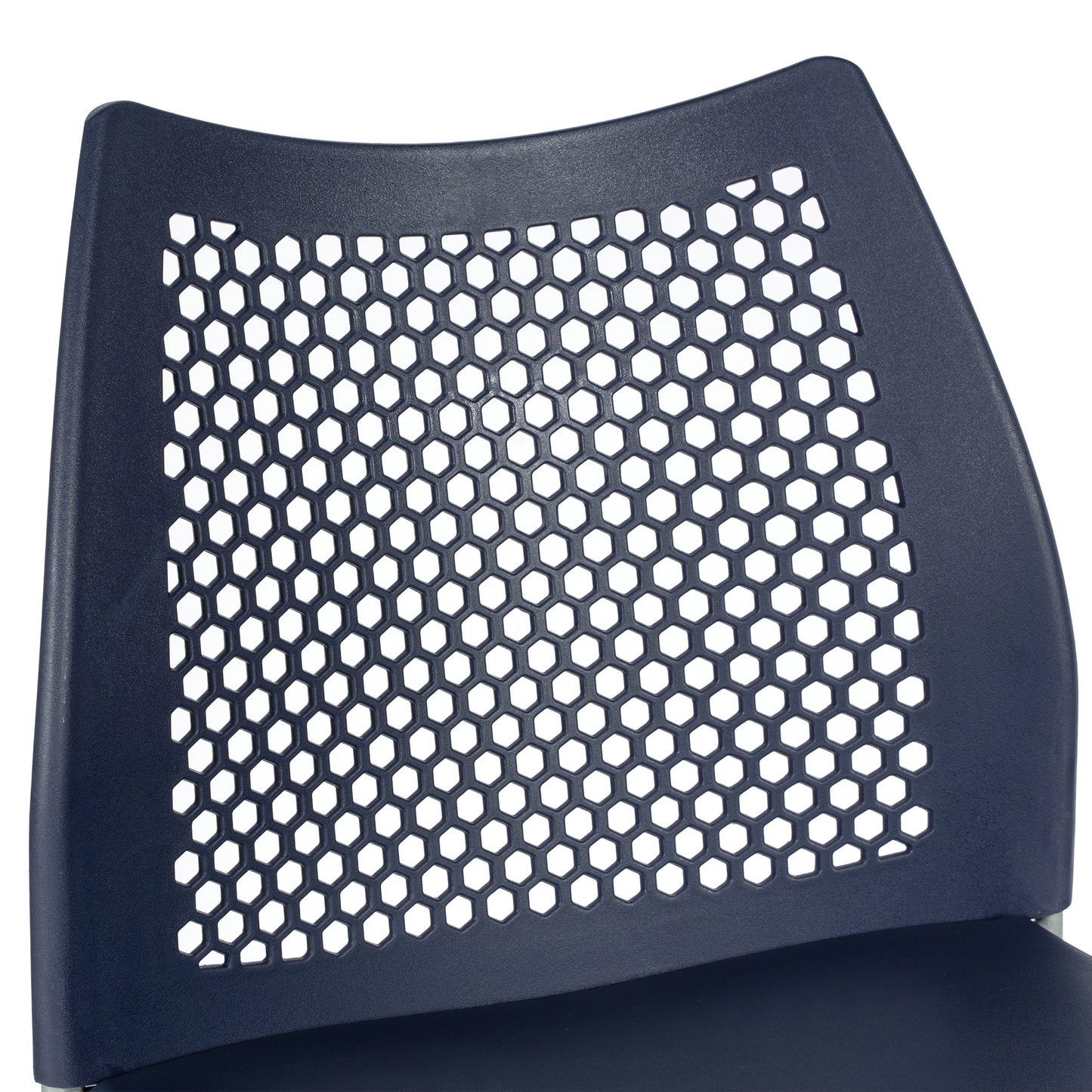 HERCULES Navy Stack Counter Stool with Air-Vent Back and Gray Powder Coated Sled Base Navy Plastic/Gray Frame