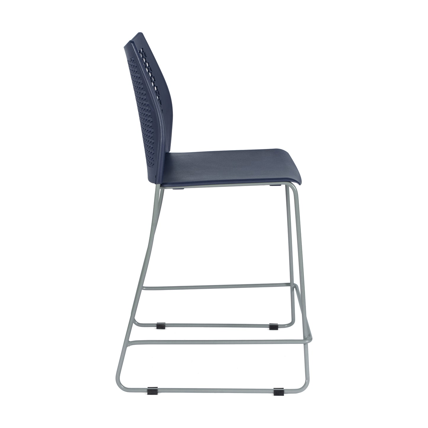 HERCULES Navy Stack Counter Stool with Air-Vent Back and Gray Powder Coated Sled Base Navy Plastic/Gray Frame
