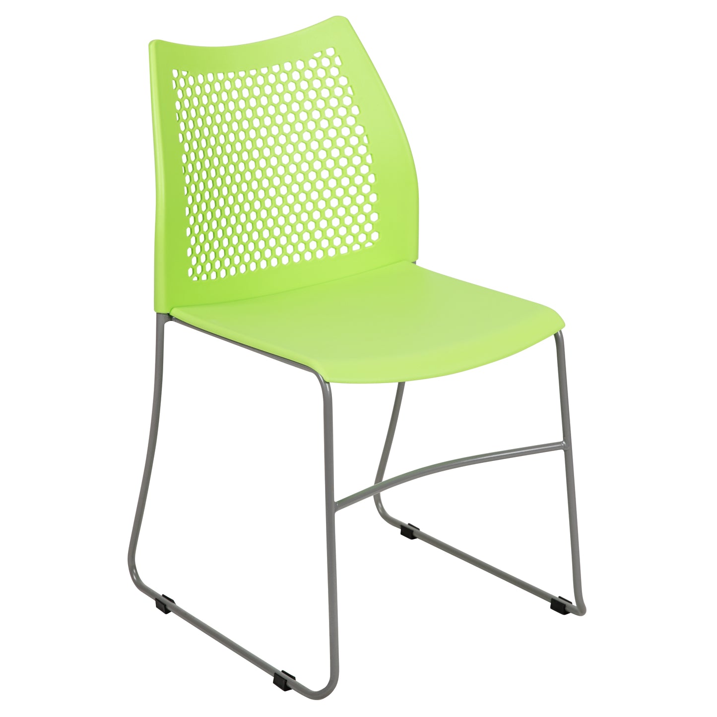 HERCULES Series 661 lb. Capacity Green Stack Chair with Air-Vent Back and Gray Powder Coated Sled Base Green