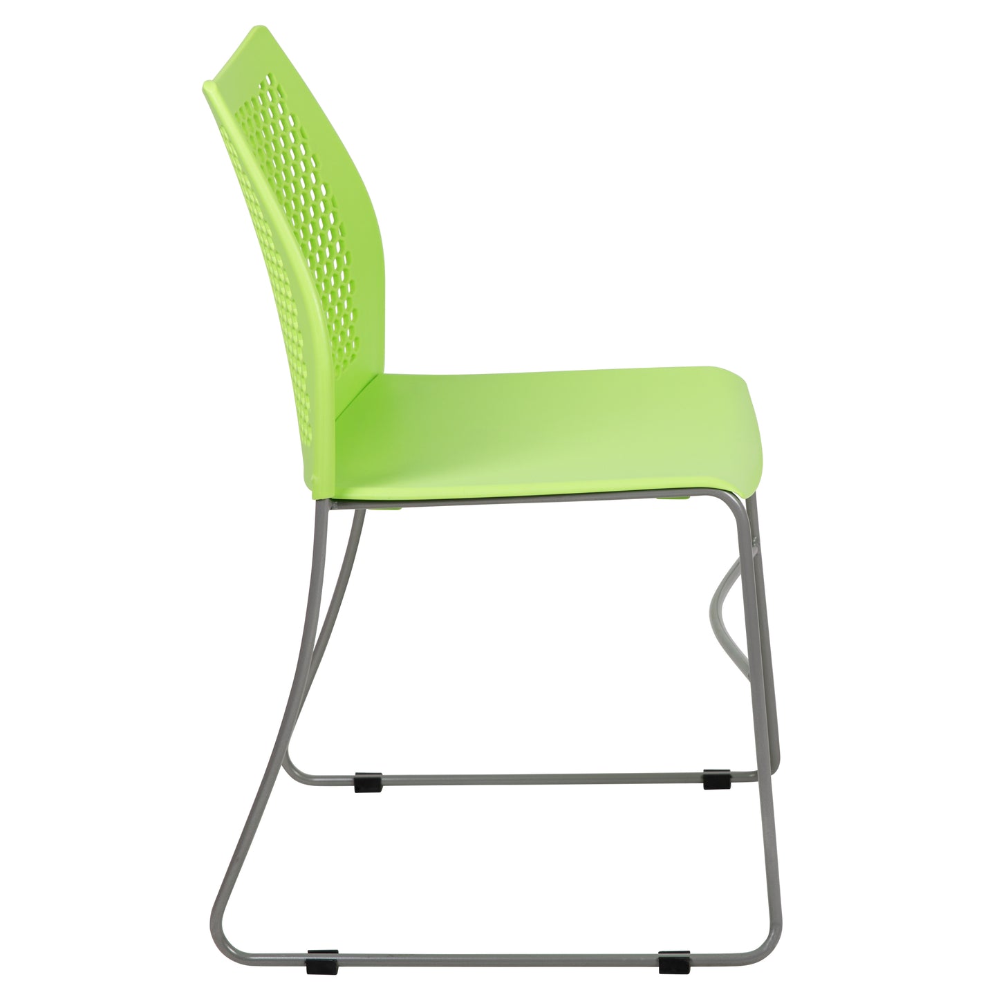 HERCULES Series 661 lb. Capacity Green Stack Chair with Air-Vent Back and Gray Powder Coated Sled Base Green