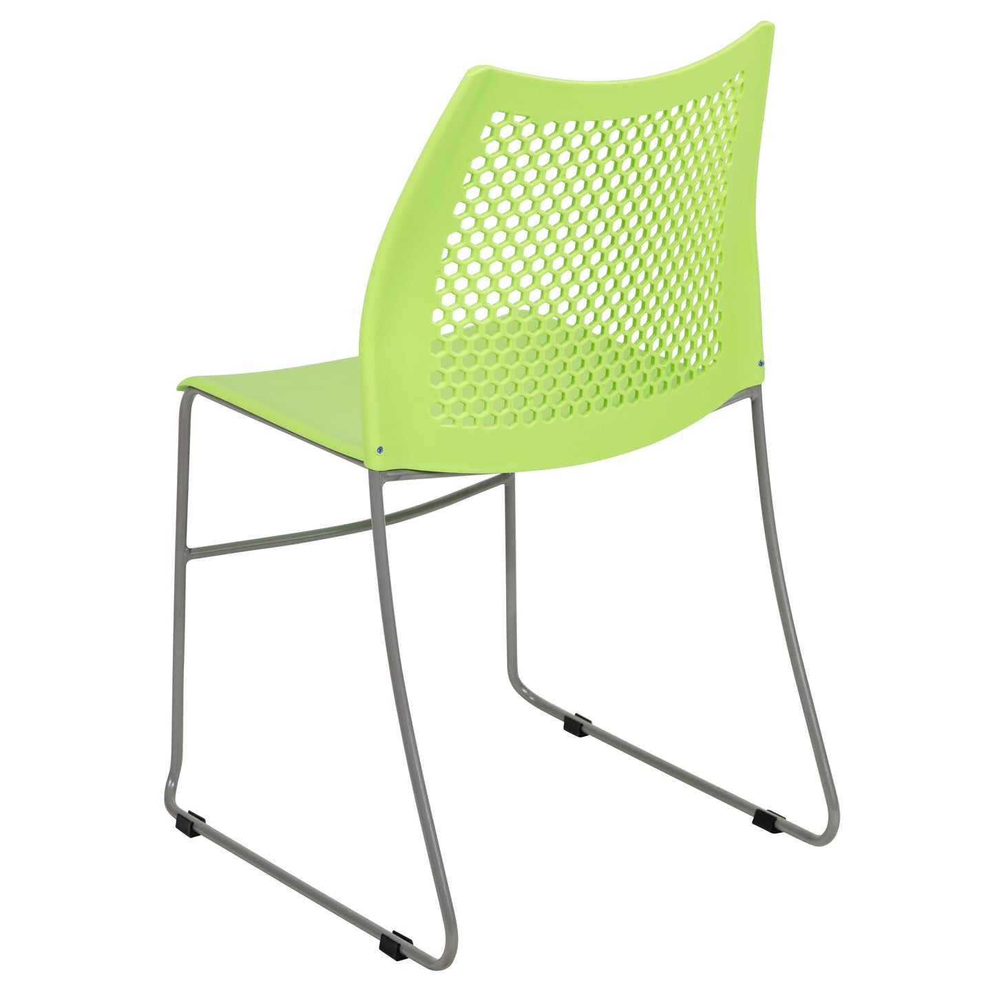 HERCULES Series 661 lb. Capacity Green Stack Chair with Air-Vent Back and Gray Powder Coated Sled Base Green
