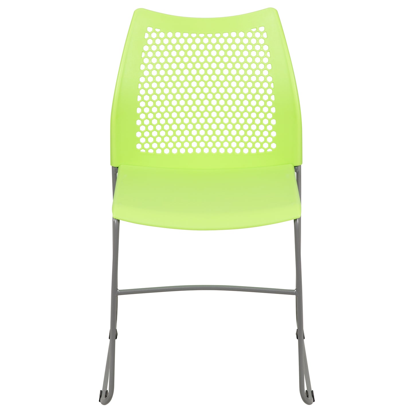 HERCULES Series 661 lb. Capacity Green Stack Chair with Air-Vent Back and Gray Powder Coated Sled Base Green