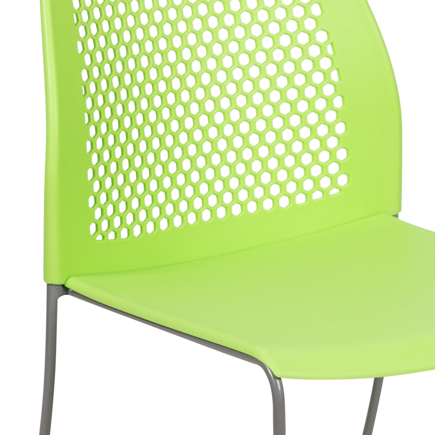 HERCULES Series 661 lb. Capacity Green Stack Chair with Air-Vent Back and Gray Powder Coated Sled Base Green