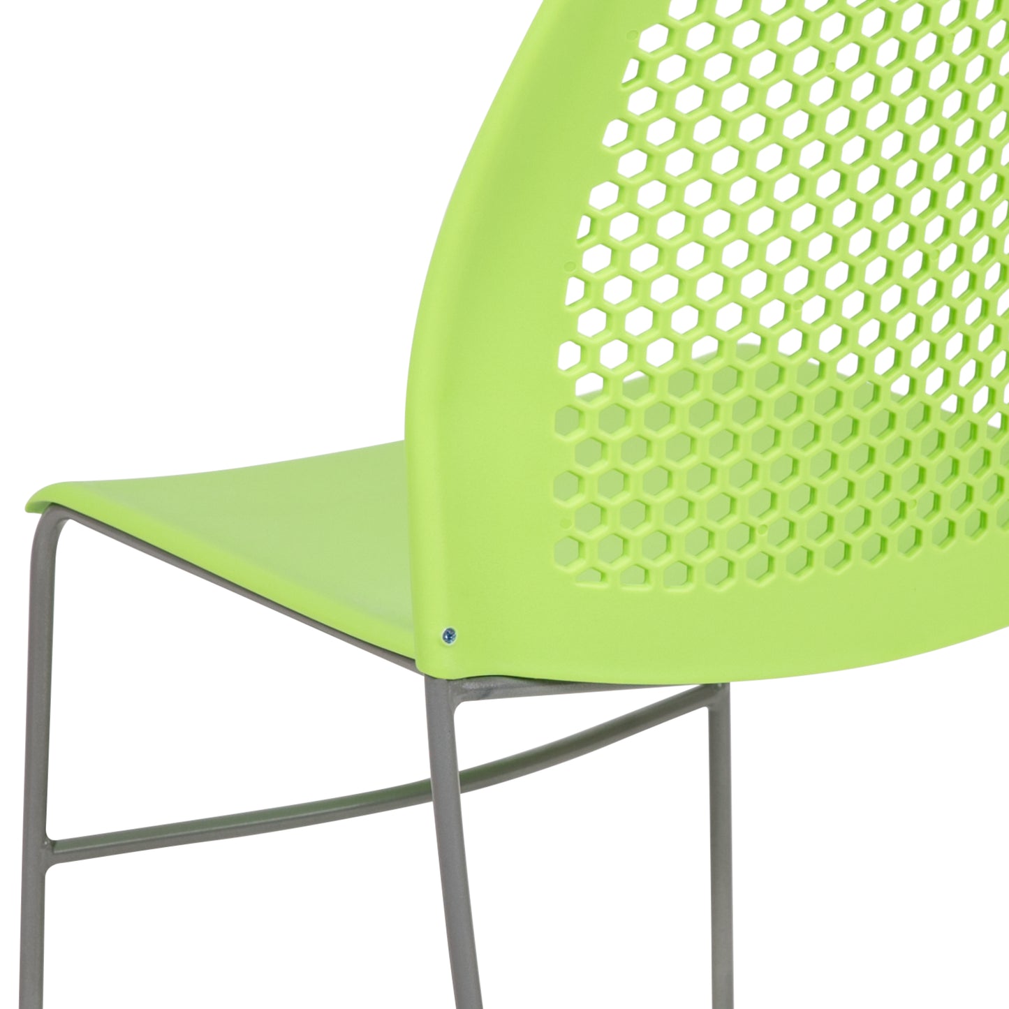 HERCULES Series 661 lb. Capacity Green Stack Chair with Air-Vent Back and Gray Powder Coated Sled Base Green