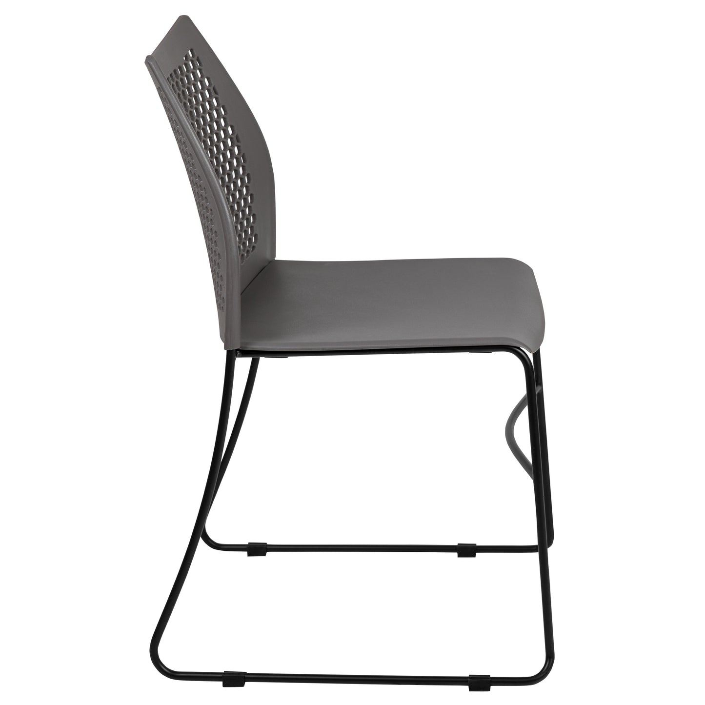 HERCULES Series 661 lb. Capacity Gray Stack Chair with Air-Vent Back and Black Powder Coated Sled Base Gray