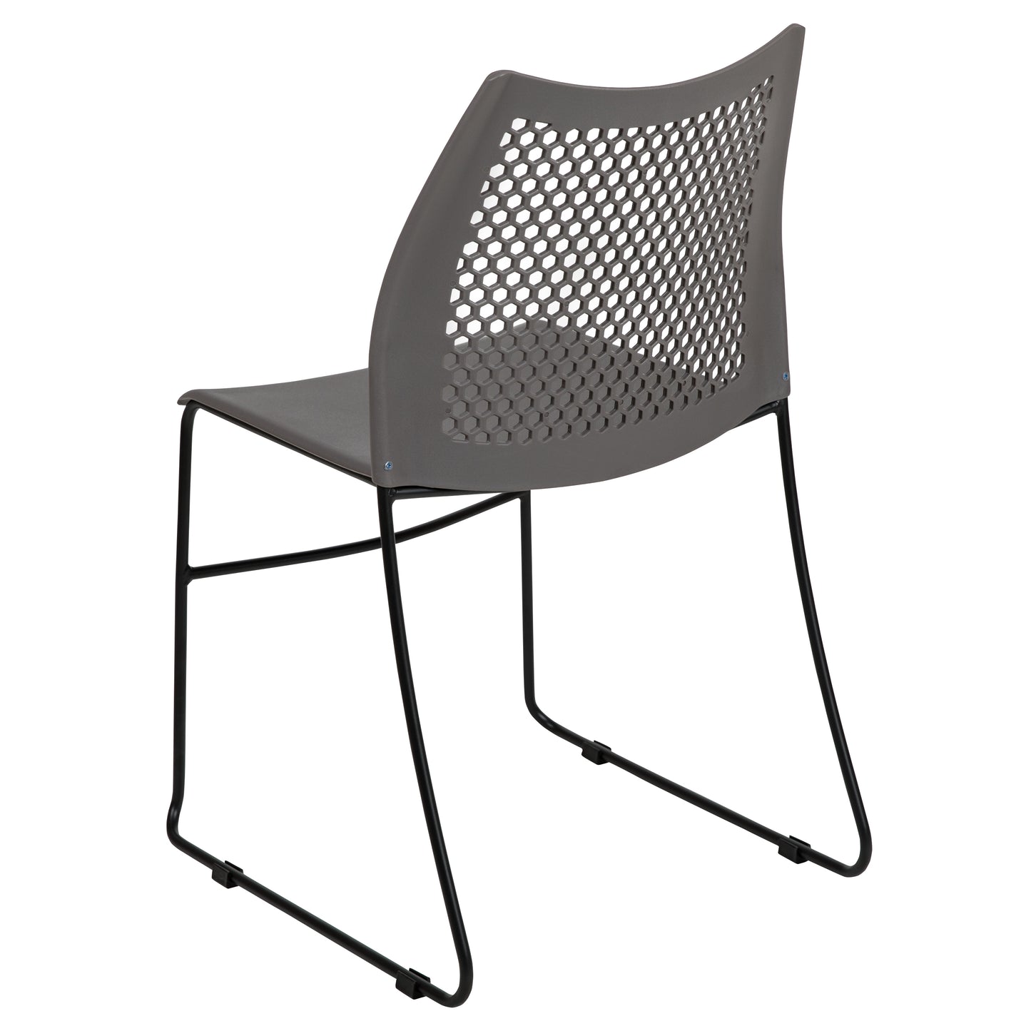 HERCULES Series 661 lb. Capacity Gray Stack Chair with Air-Vent Back and Black Powder Coated Sled Base Gray