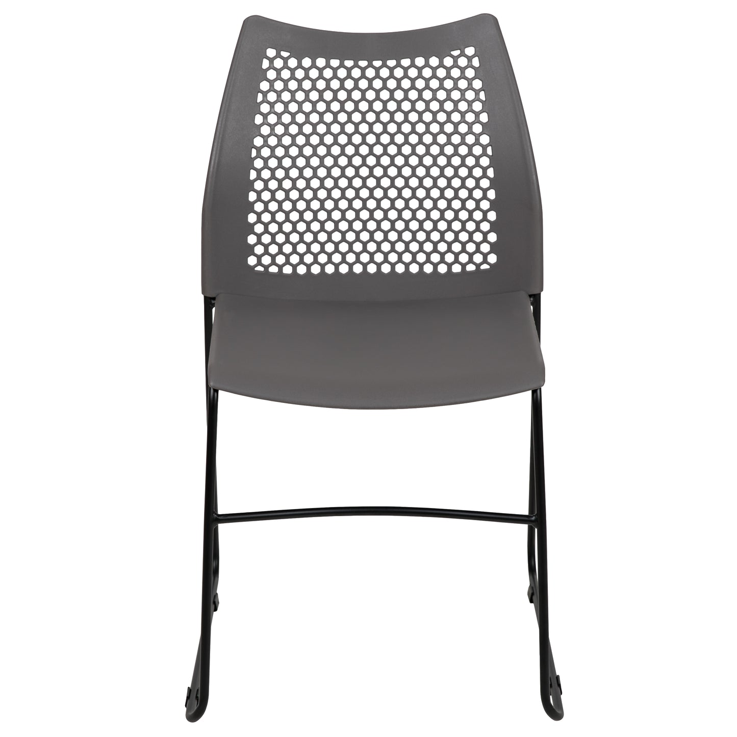 HERCULES Series 661 lb. Capacity Gray Stack Chair with Air-Vent Back and Black Powder Coated Sled Base Gray
