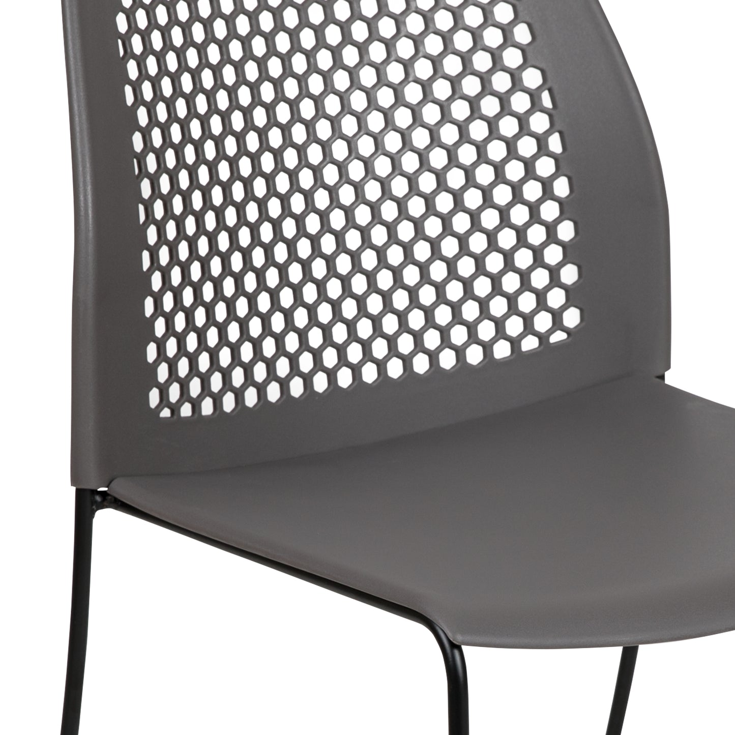 HERCULES Series 661 lb. Capacity Gray Stack Chair with Air-Vent Back and Black Powder Coated Sled Base Gray