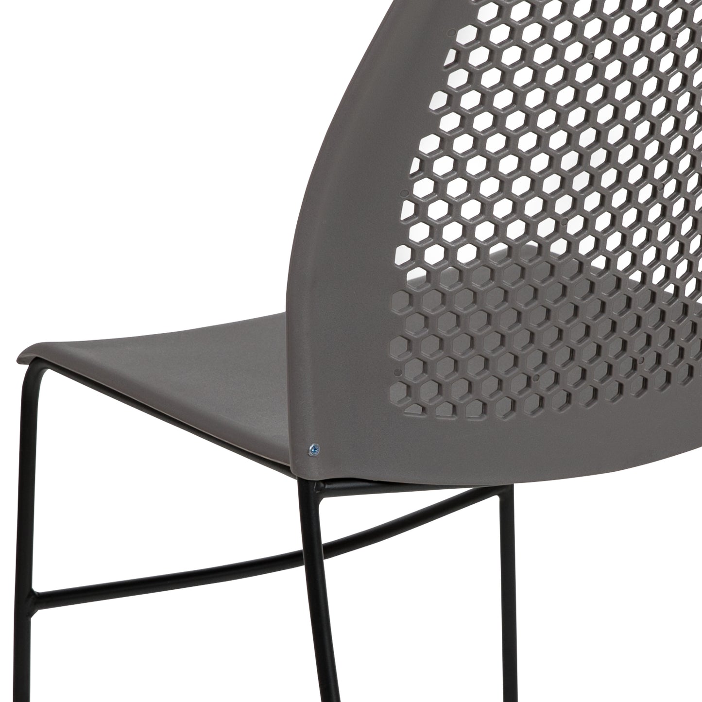 HERCULES Series 661 lb. Capacity Gray Stack Chair with Air-Vent Back and Black Powder Coated Sled Base Gray