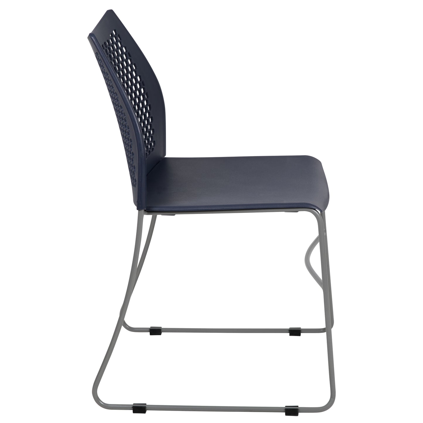 HERCULES Series 661 lb. Capacity Navy Stack Chair with Air-Vent Back and Gray Powder Coated Sled Base Navy