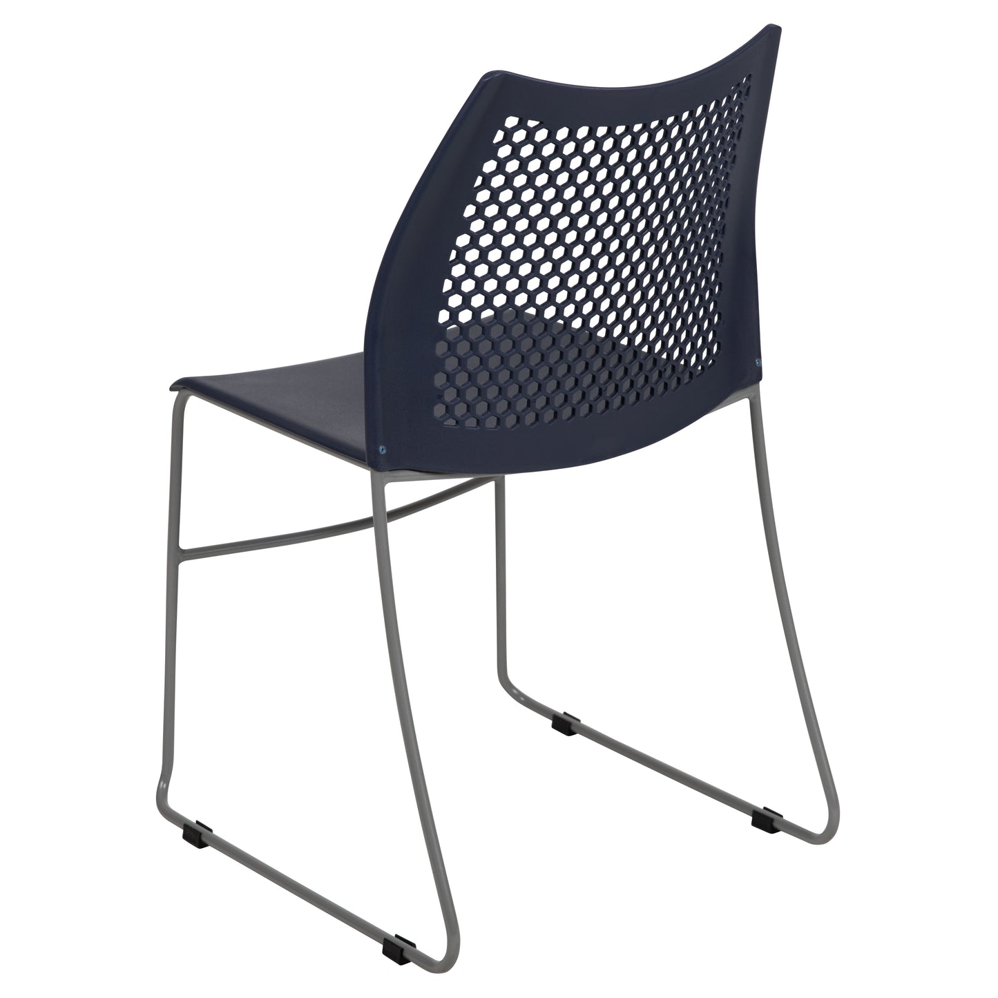 HERCULES Series 661 lb. Capacity Navy Stack Chair with Air-Vent Back and Gray Powder Coated Sled Base Navy