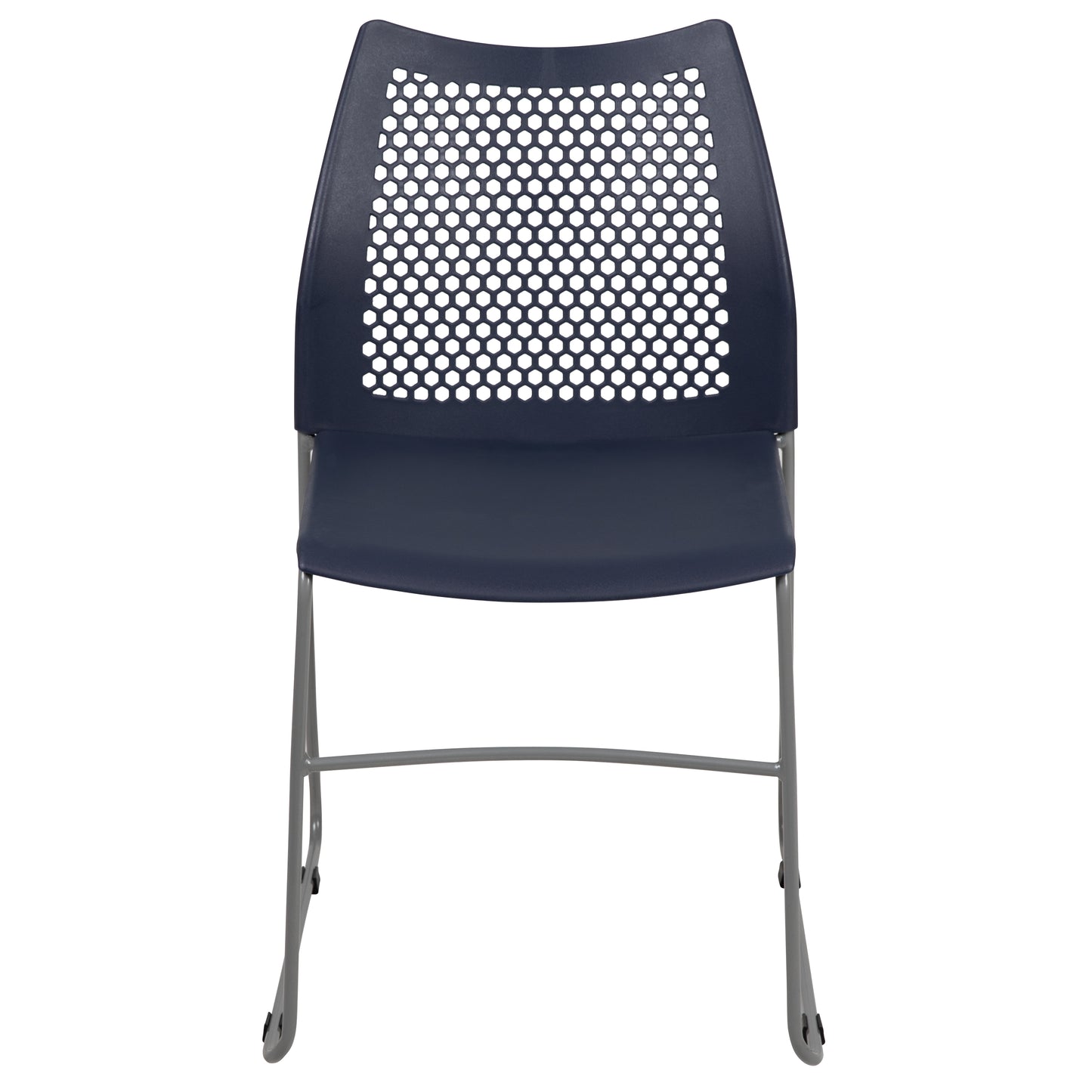 HERCULES Series 661 lb. Capacity Navy Stack Chair with Air-Vent Back and Gray Powder Coated Sled Base Navy