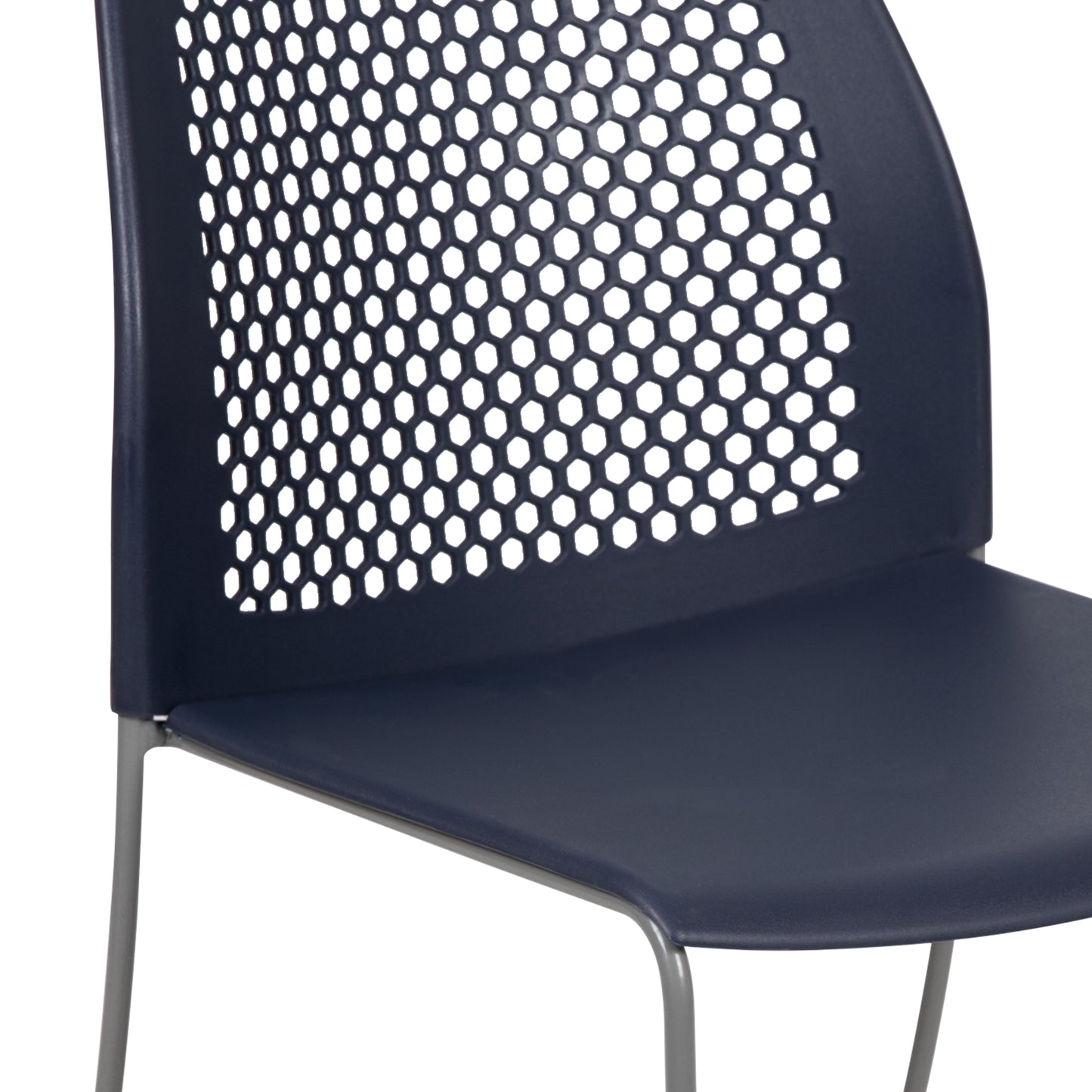 HERCULES Series 661 lb. Capacity Navy Stack Chair with Air-Vent Back and Gray Powder Coated Sled Base Navy