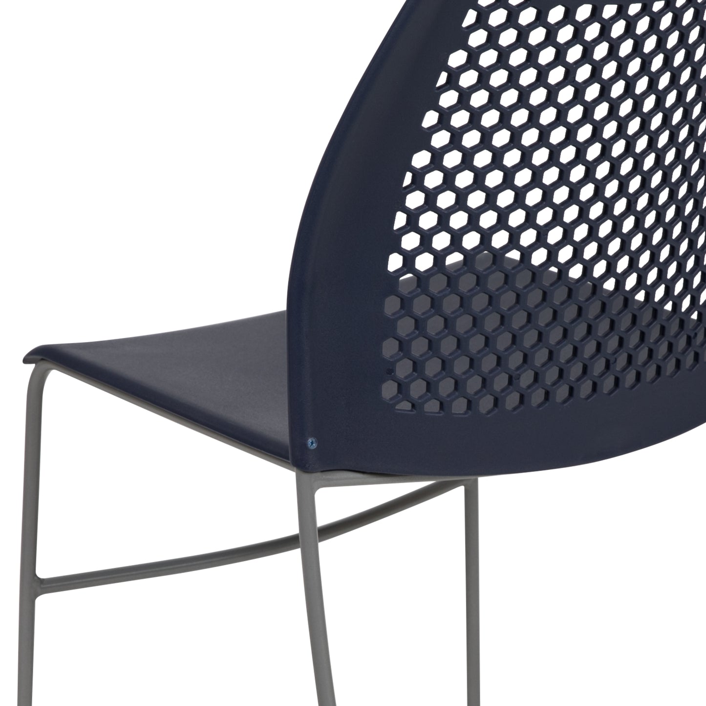 HERCULES Series 661 lb. Capacity Navy Stack Chair with Air-Vent Back and Gray Powder Coated Sled Base Navy