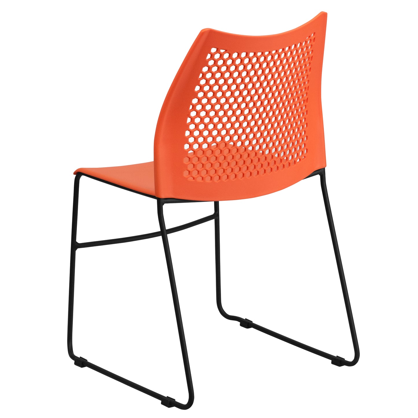 HERCULES Series 661 lb. Capacity Orange Stack Chair with Air-Vent Back and Black Powder Coated Sled Base Orange