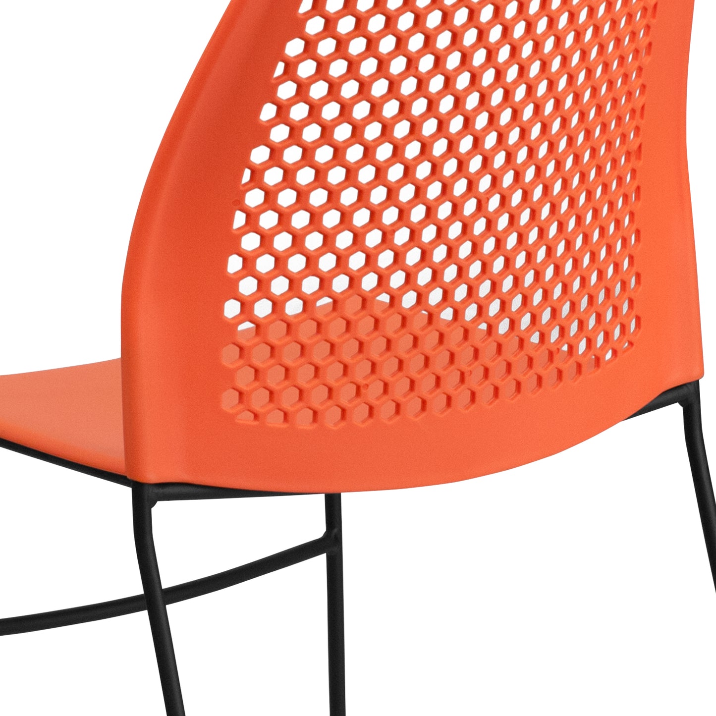 HERCULES Series 661 lb. Capacity Orange Stack Chair with Air-Vent Back and Black Powder Coated Sled Base Orange