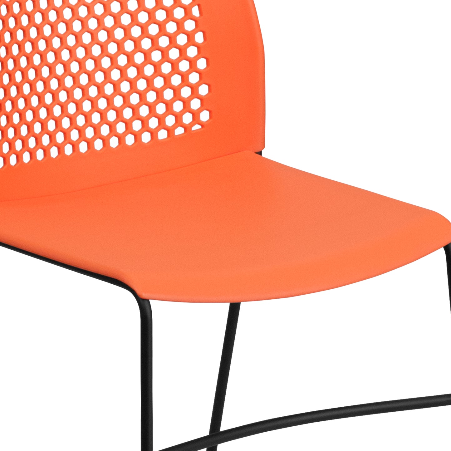 HERCULES Series 661 lb. Capacity Orange Stack Chair with Air-Vent Back and Black Powder Coated Sled Base Orange