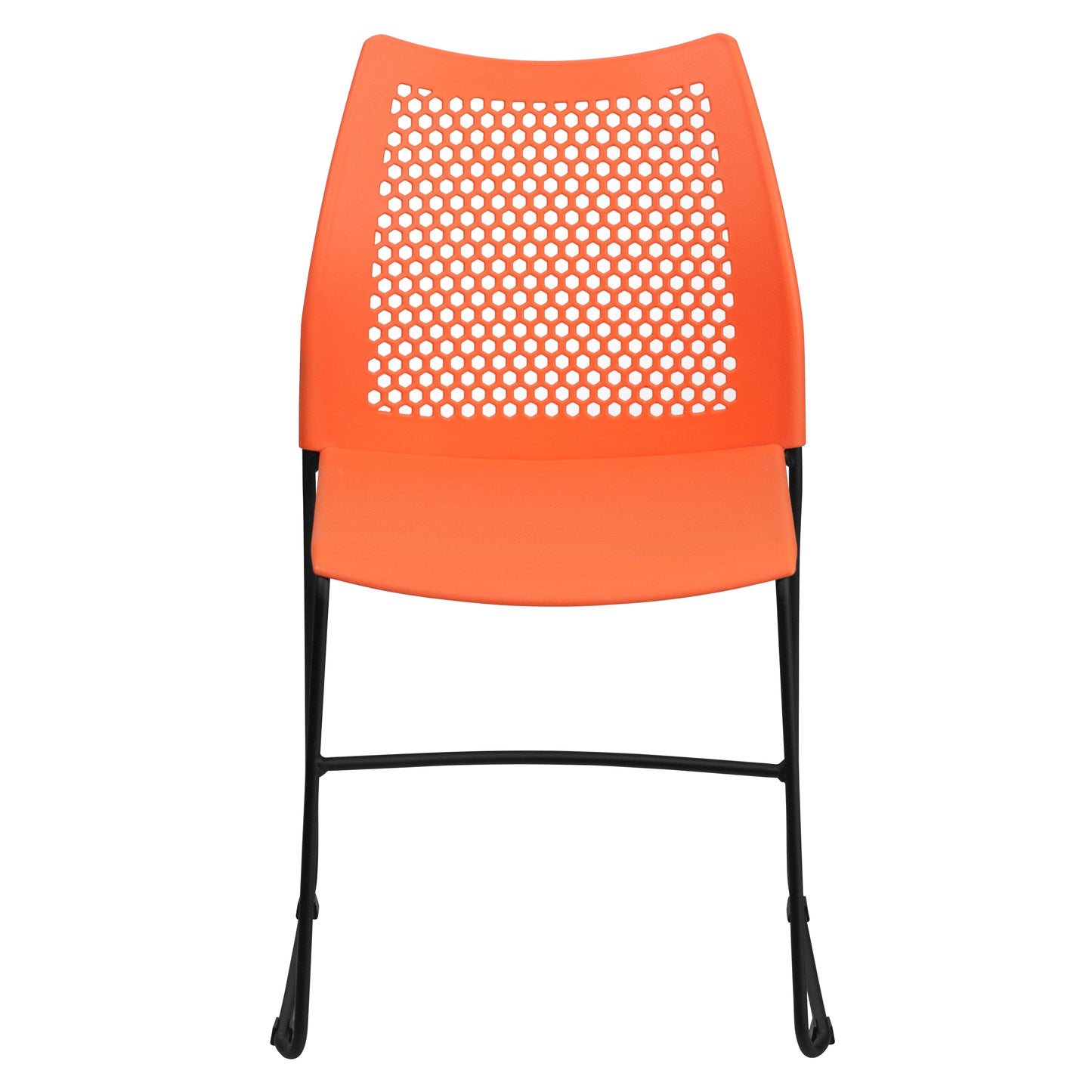 HERCULES Series 661 lb. Capacity Orange Stack Chair with Air-Vent Back and Black Powder Coated Sled Base Orange