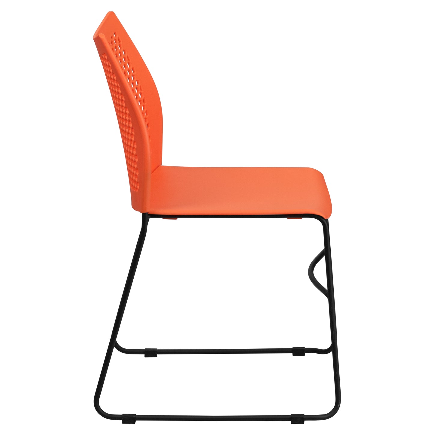 HERCULES Series 661 lb. Capacity Orange Stack Chair with Air-Vent Back and Black Powder Coated Sled Base Orange