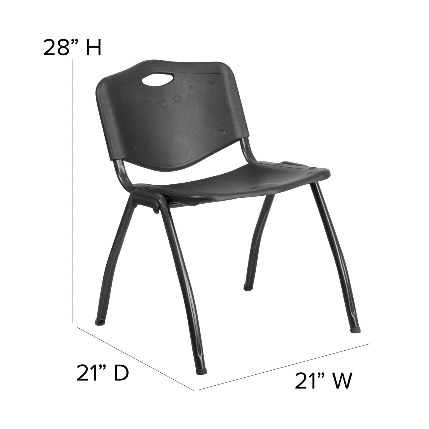 HERCULES Series 880 lb. Capacity Black Plastic Stack Chair Black RUT-D01-BK-GG
