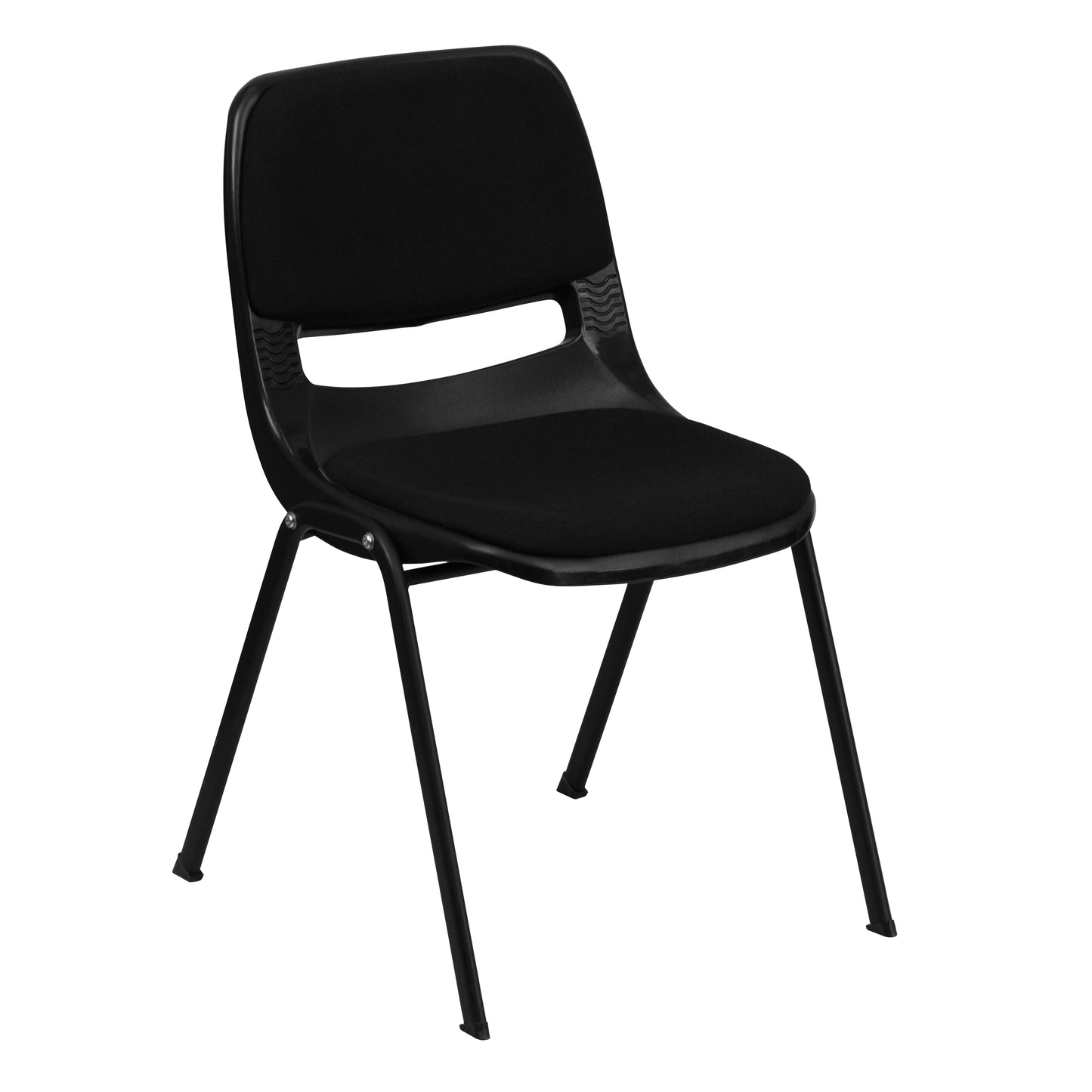 HERCULES Series 880 lb. Capacity Black Padded Ergonomic Shell Stack Chair with Black Frame Black