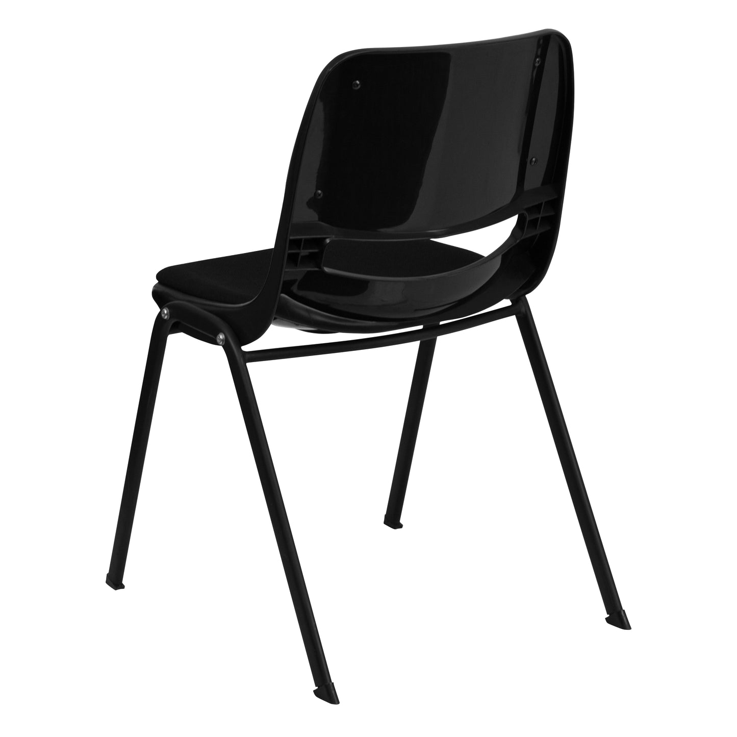 HERCULES Series 880 lb. Capacity Black Padded Ergonomic Shell Stack Chair with Black Frame Black