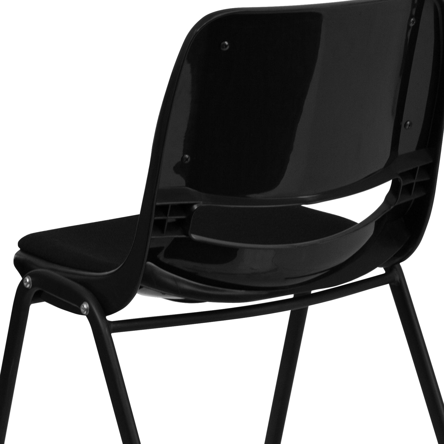 HERCULES Series 880 lb. Capacity Black Padded Ergonomic Shell Stack Chair with Black Frame Black