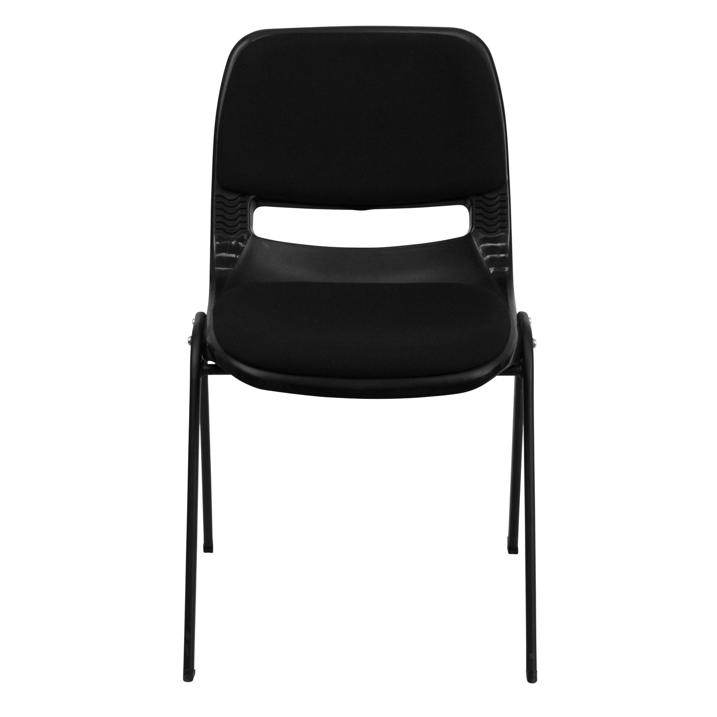 HERCULES Series 880 lb. Capacity Black Padded Ergonomic Shell Stack Chair with Black Frame Black