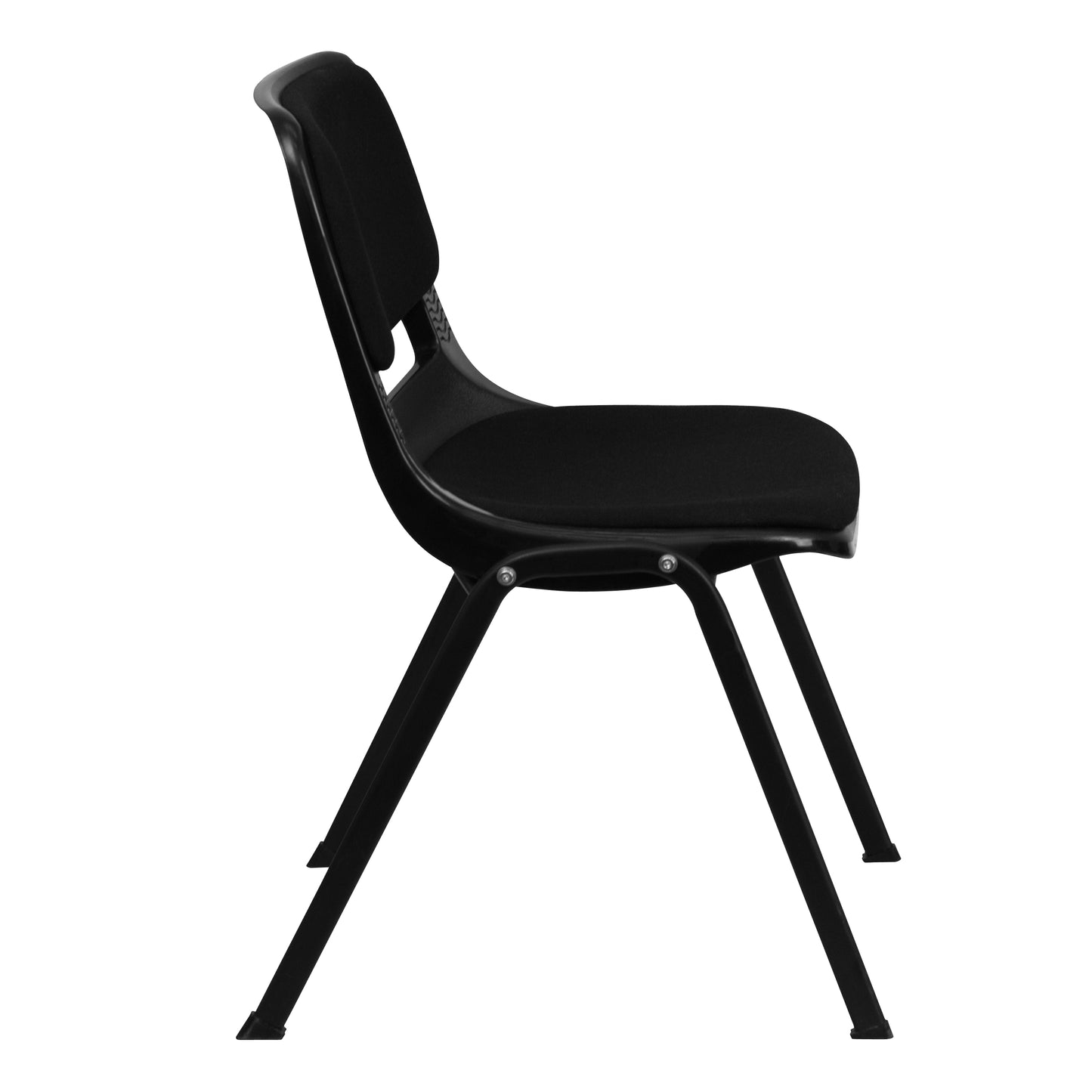 HERCULES Series 880 lb. Capacity Black Padded Ergonomic Shell Stack Chair with Black Frame Black