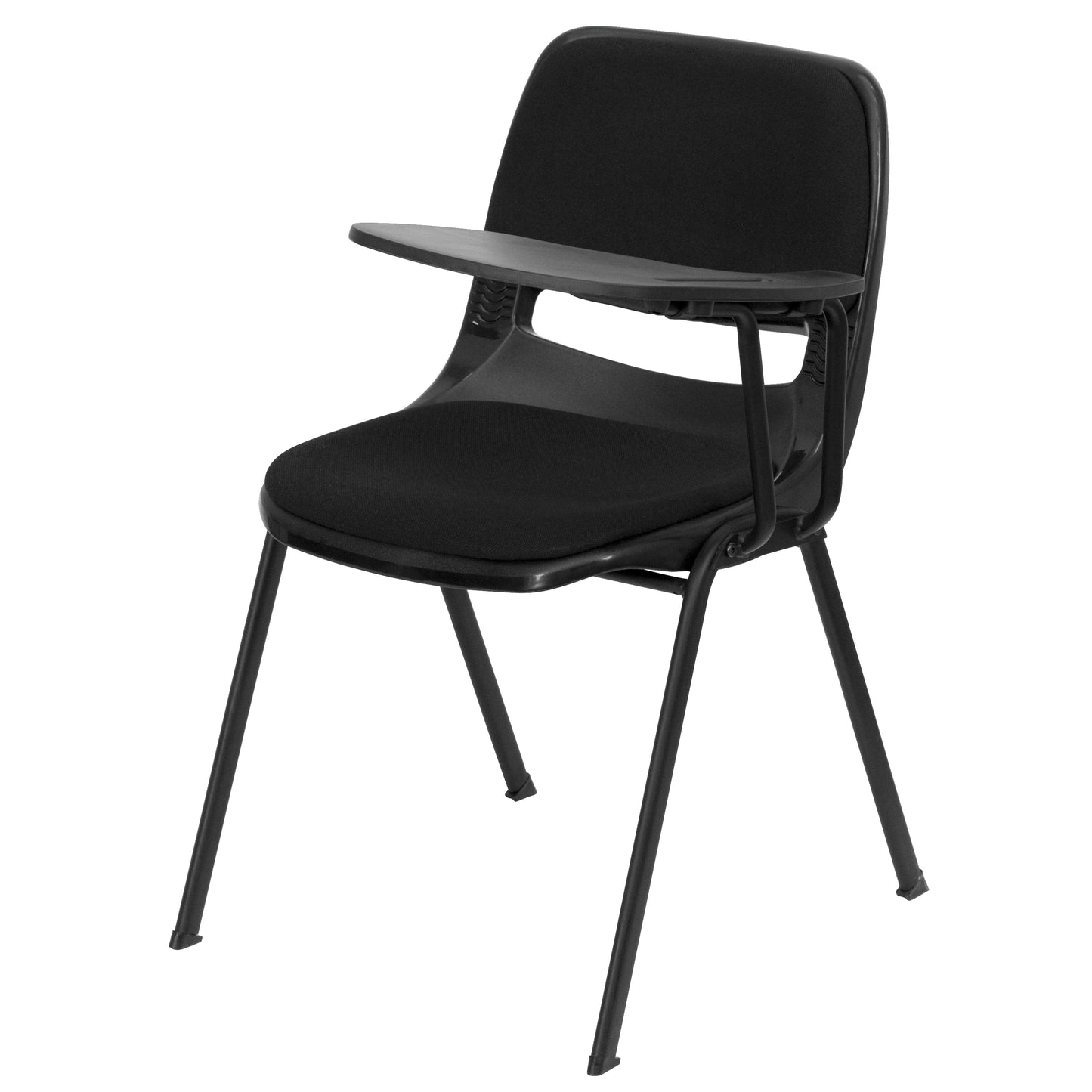 HERCULES Black Padded Ergonomic Shell Chair with Left Handed Flip-Up Tablet Arm Black