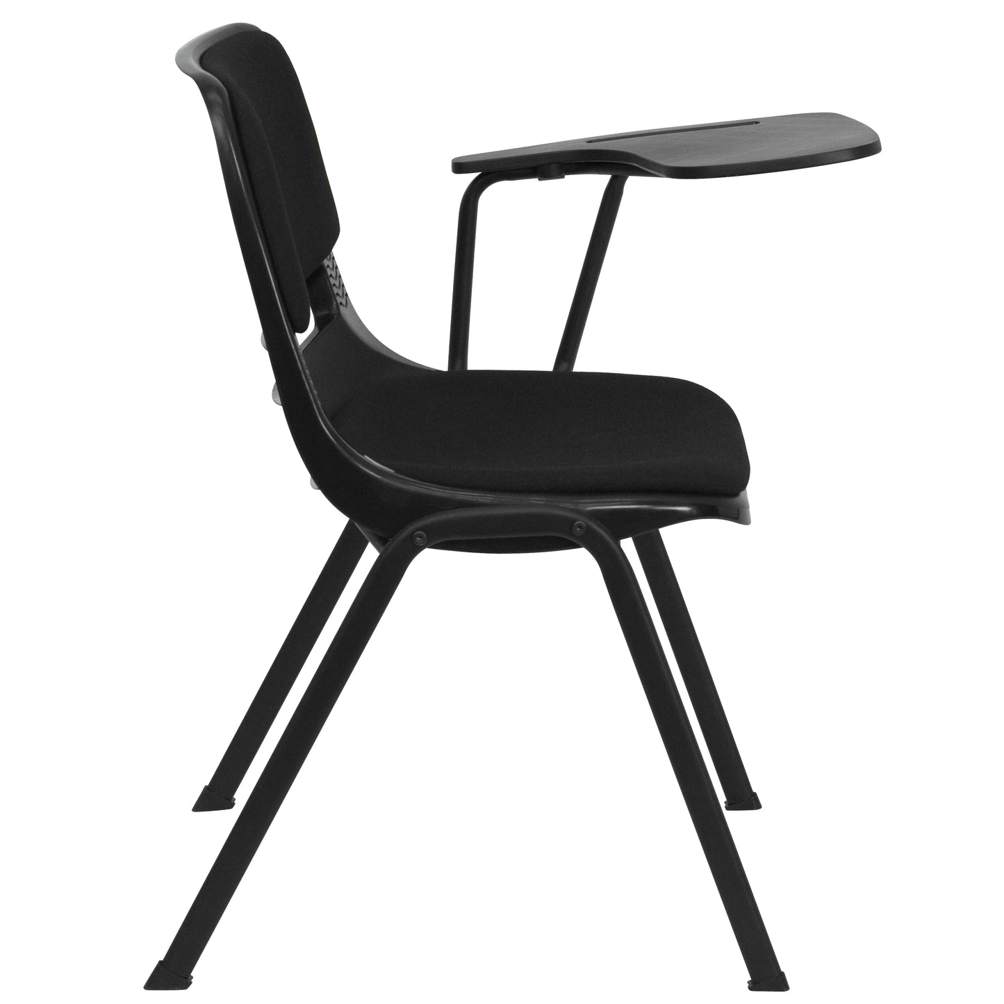 HERCULES Black Padded Ergonomic Shell Chair with Left Handed Flip-Up Tablet Arm Black
