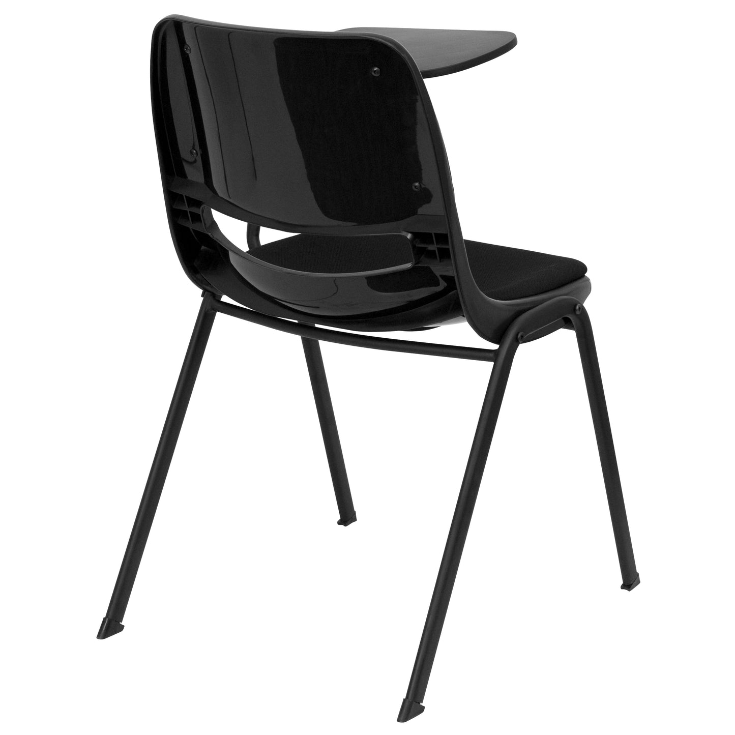 HERCULES Black Padded Ergonomic Shell Chair with Left Handed Flip-Up Tablet Arm Black