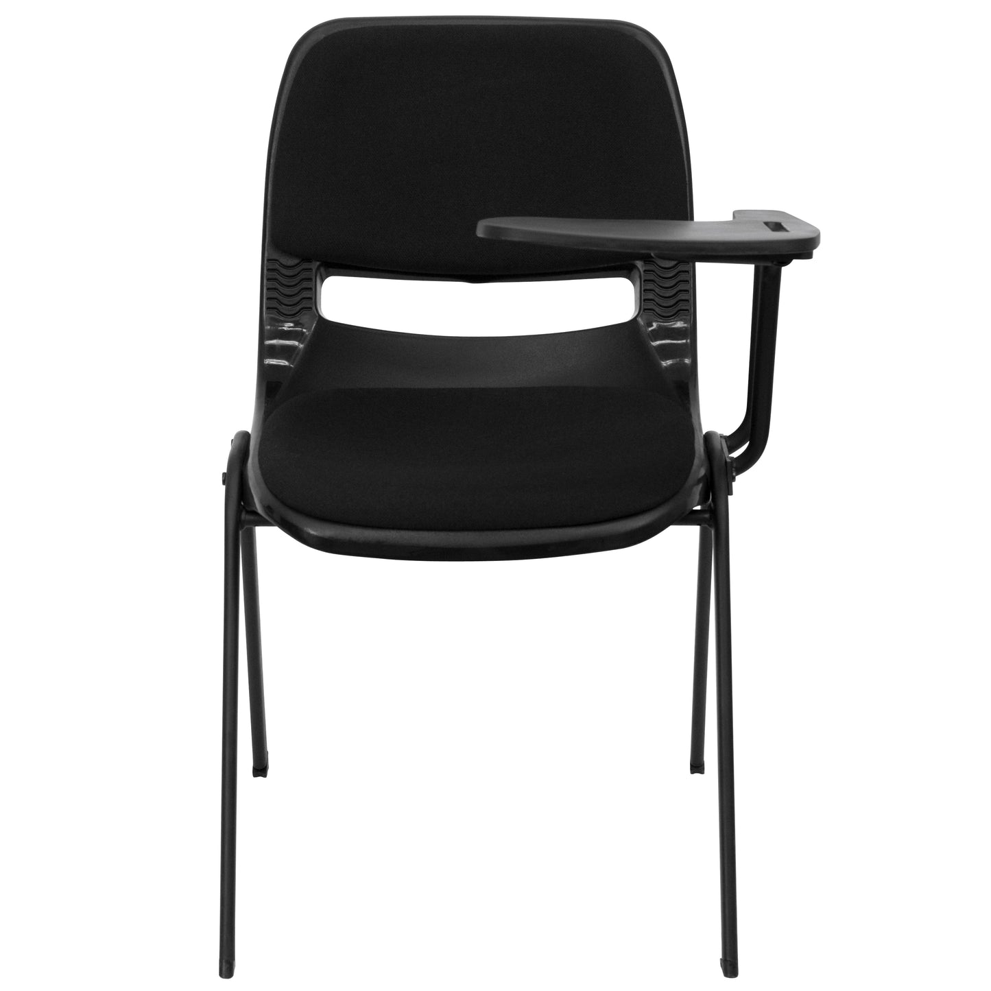 HERCULES Black Padded Ergonomic Shell Chair with Left Handed Flip-Up Tablet Arm Black