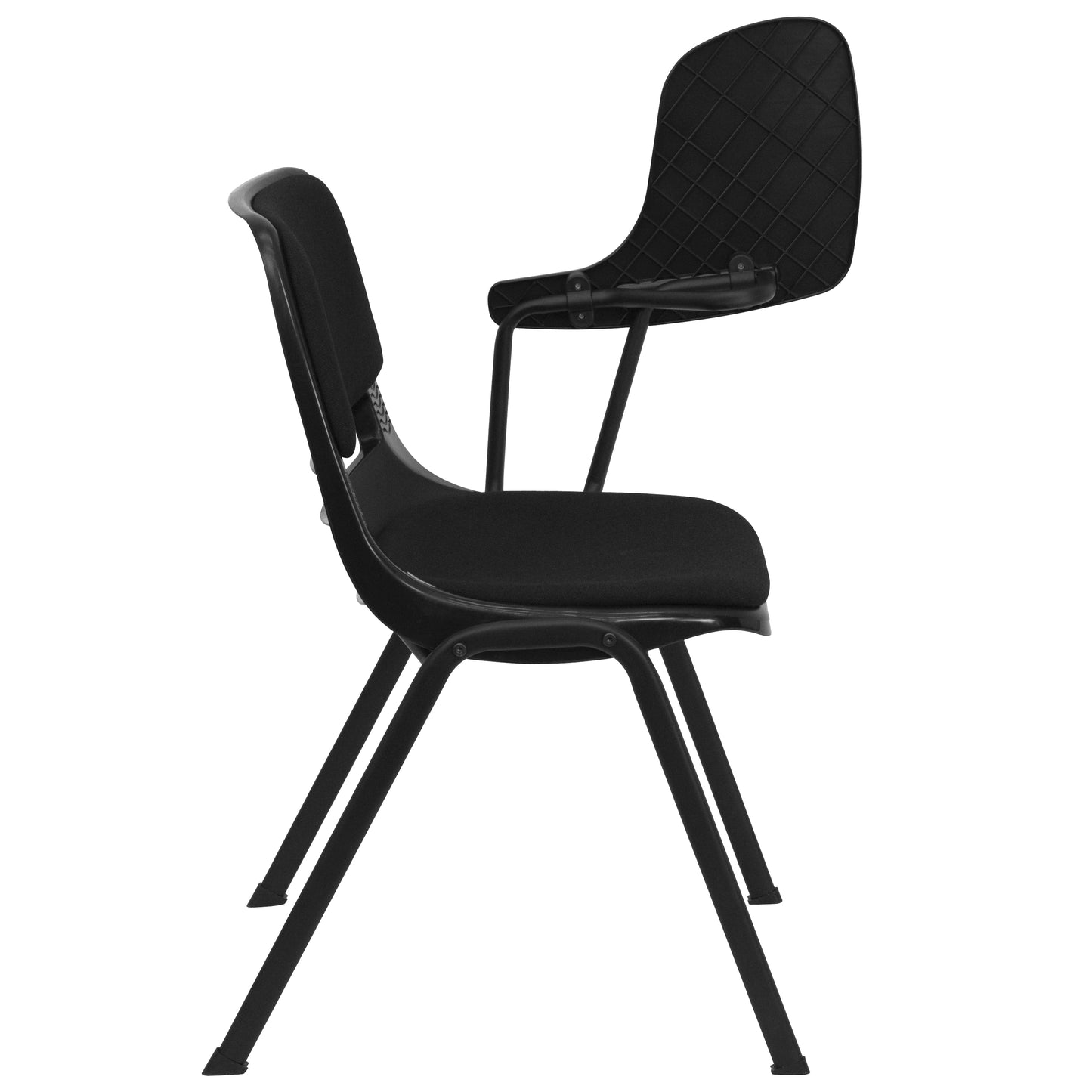 HERCULES Black Padded Ergonomic Shell Chair with Left Handed Flip-Up Tablet Arm Black