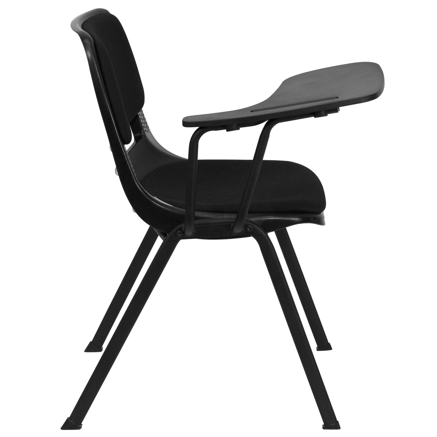 HERCULES Black Padded Ergonomic Shell Chair with Right Handed Flip-Up Tablet Arm Black