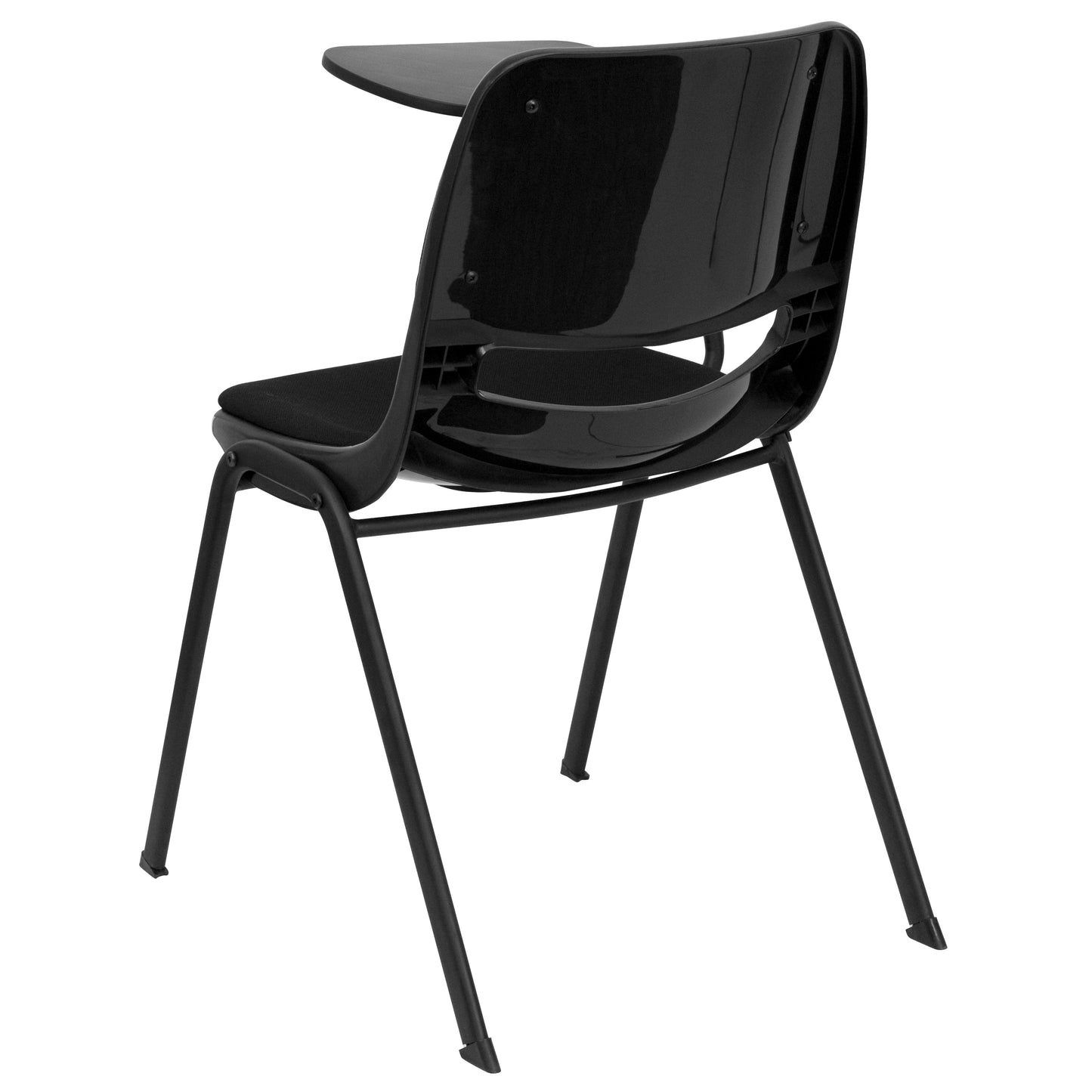 HERCULES Black Padded Ergonomic Shell Chair with Right Handed Flip-Up Tablet Arm Black