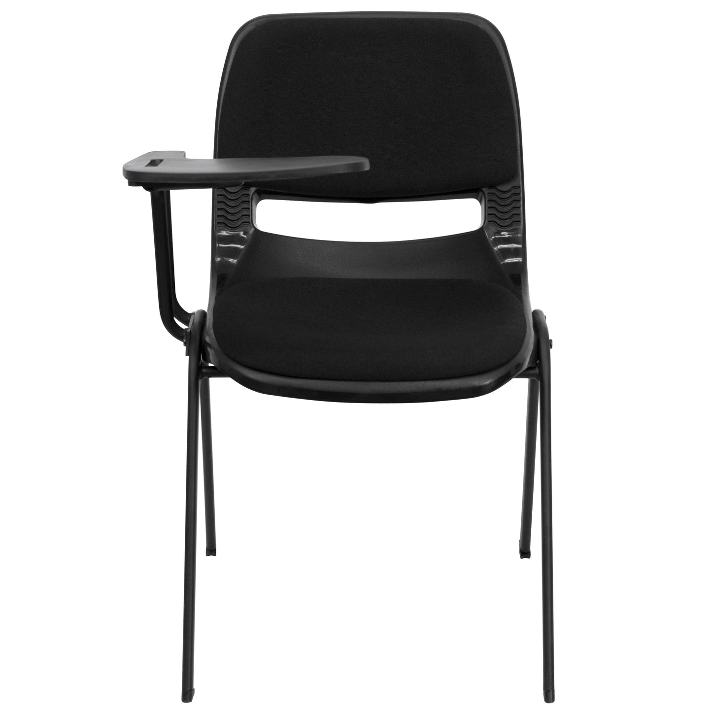 HERCULES Black Padded Ergonomic Shell Chair with Right Handed Flip-Up Tablet Arm Black
