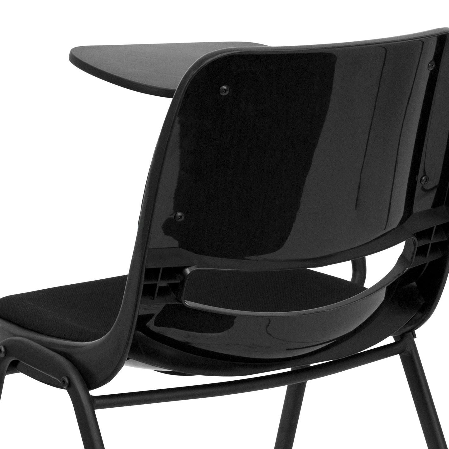 HERCULES Black Padded Ergonomic Shell Chair with Right Handed Flip-Up Tablet Arm Black
