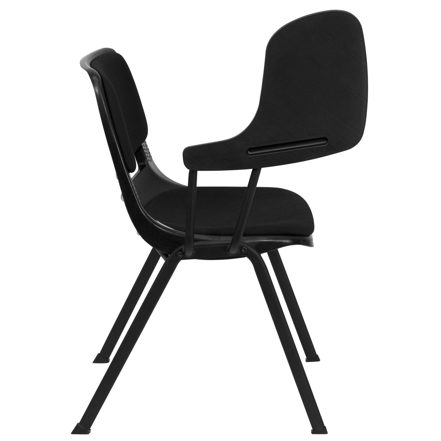 HERCULES Black Padded Ergonomic Shell Chair with Right Handed Flip-Up Tablet Arm Black