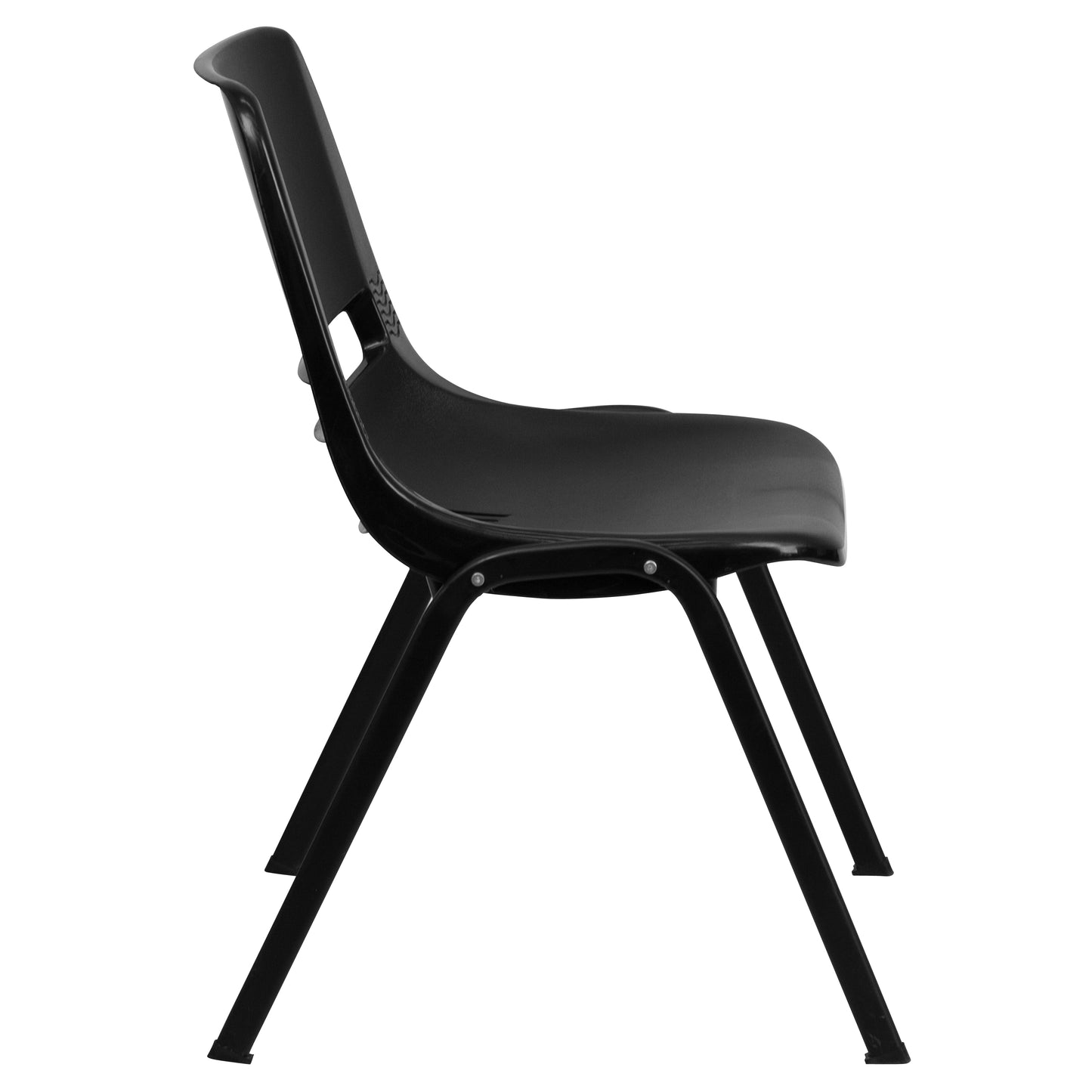 HERCULES Series 880 lb. Capacity Black Ergonomic Shell Stack Chair with Black Frame Black RUT-EO1-BK-GG