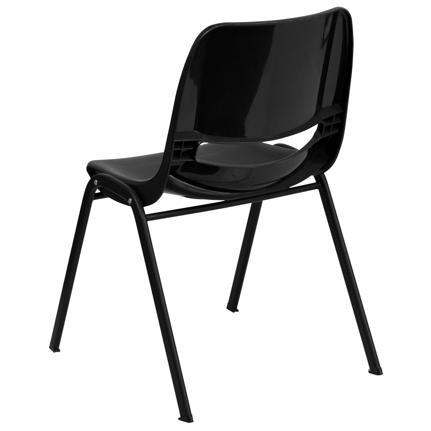 HERCULES Series 880 lb. Capacity Black Ergonomic Shell Stack Chair with Black Frame Black RUT-EO1-BK-GG