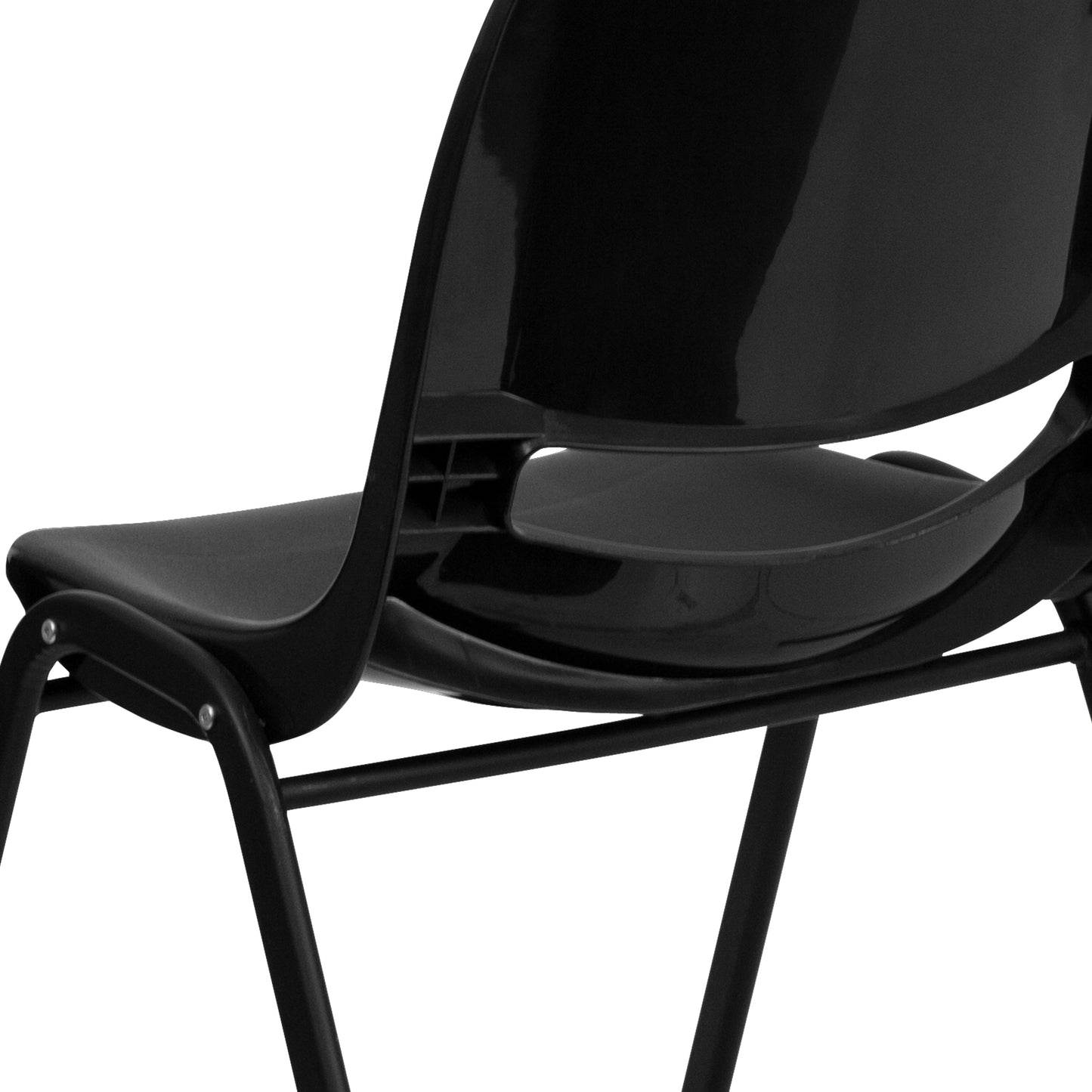 HERCULES Series 880 lb. Capacity Black Ergonomic Shell Stack Chair with Black Frame Black RUT-EO1-BK-GG