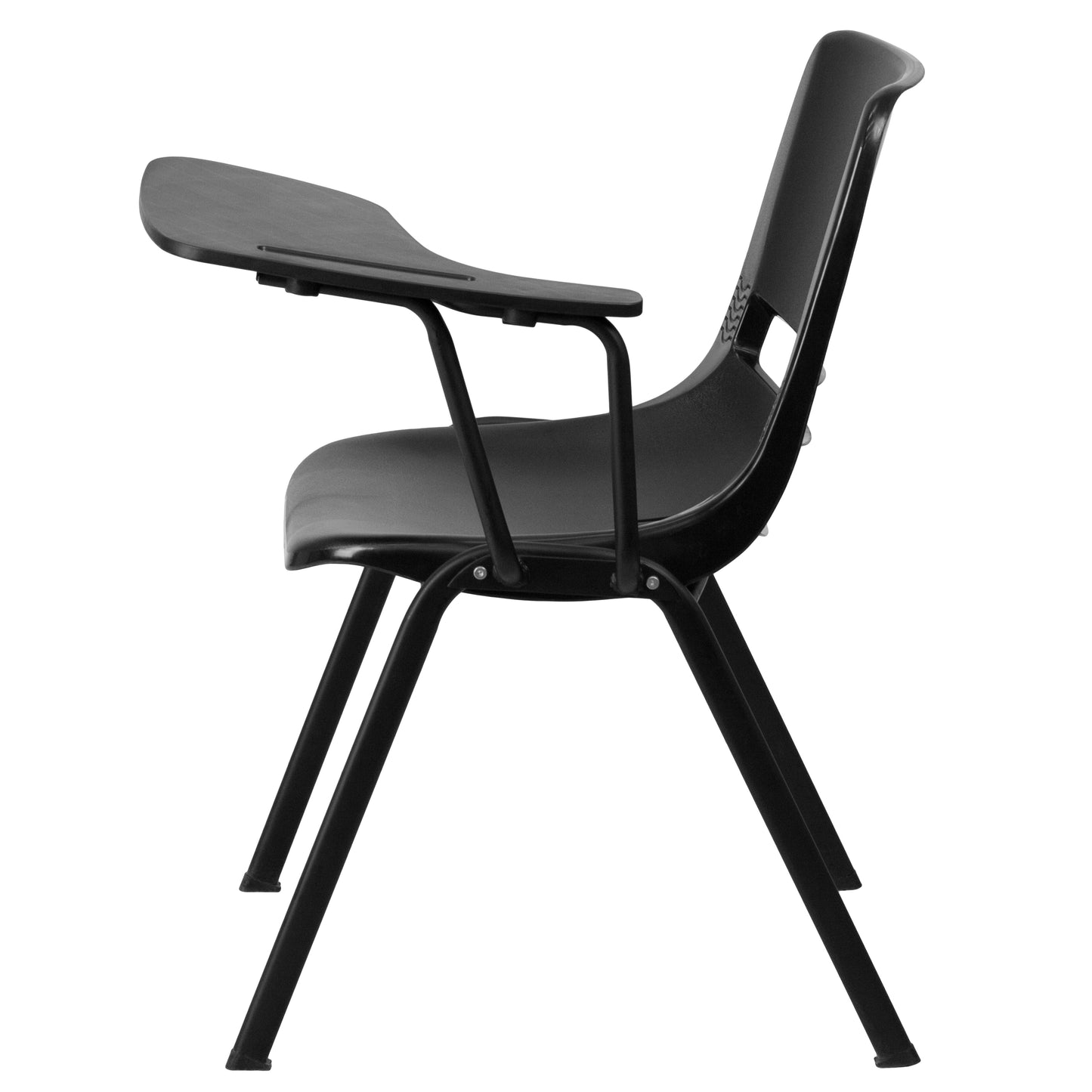 HERCULES Black Ergonomic Shell Chair with Left Handed Flip-Up Tablet Arm Black