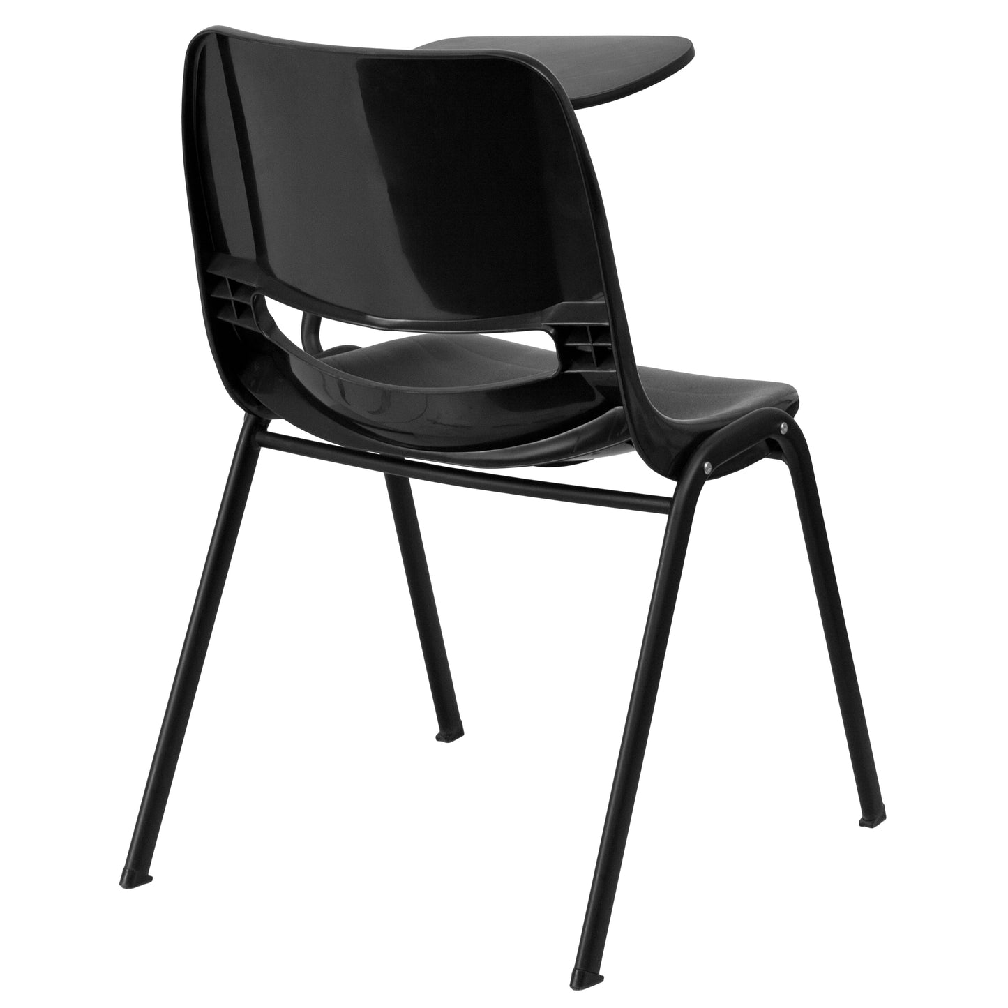 HERCULES Black Ergonomic Shell Chair with Left Handed Flip-Up Tablet Arm Black