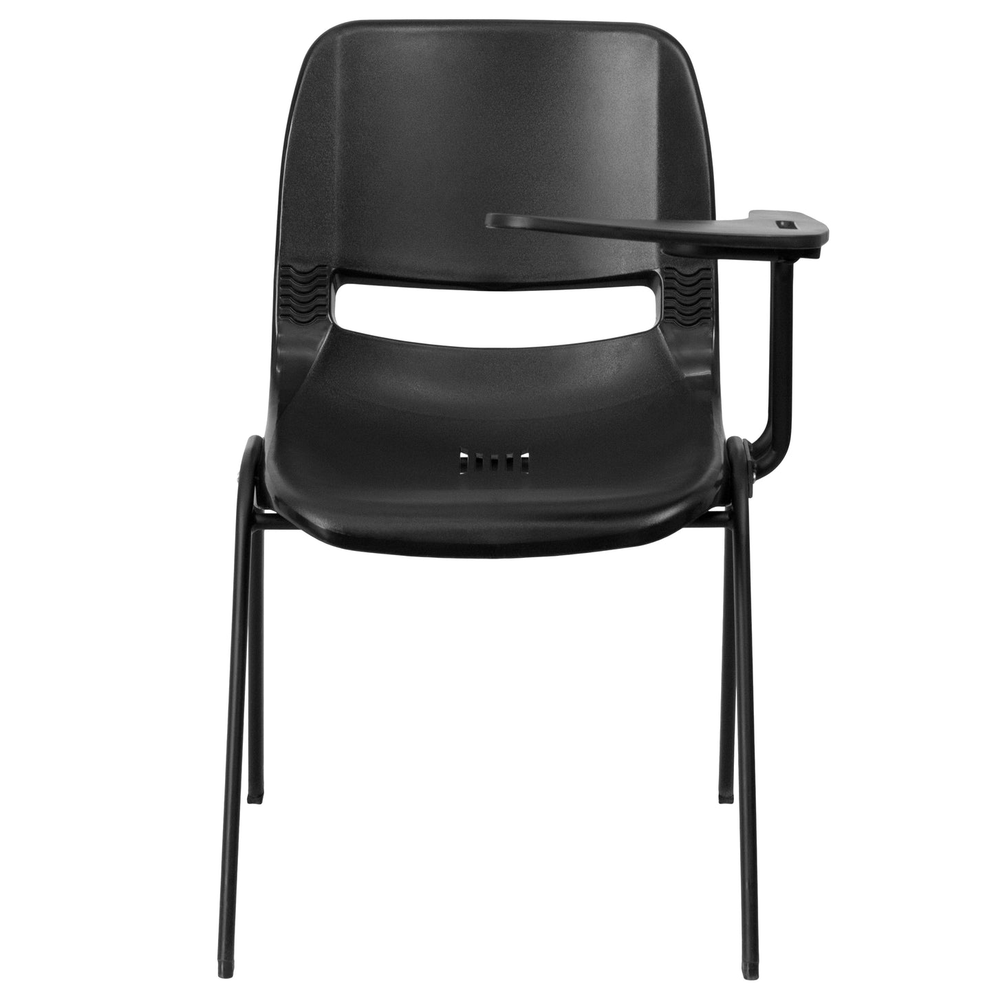 HERCULES Black Ergonomic Shell Chair with Left Handed Flip-Up Tablet Arm Black
