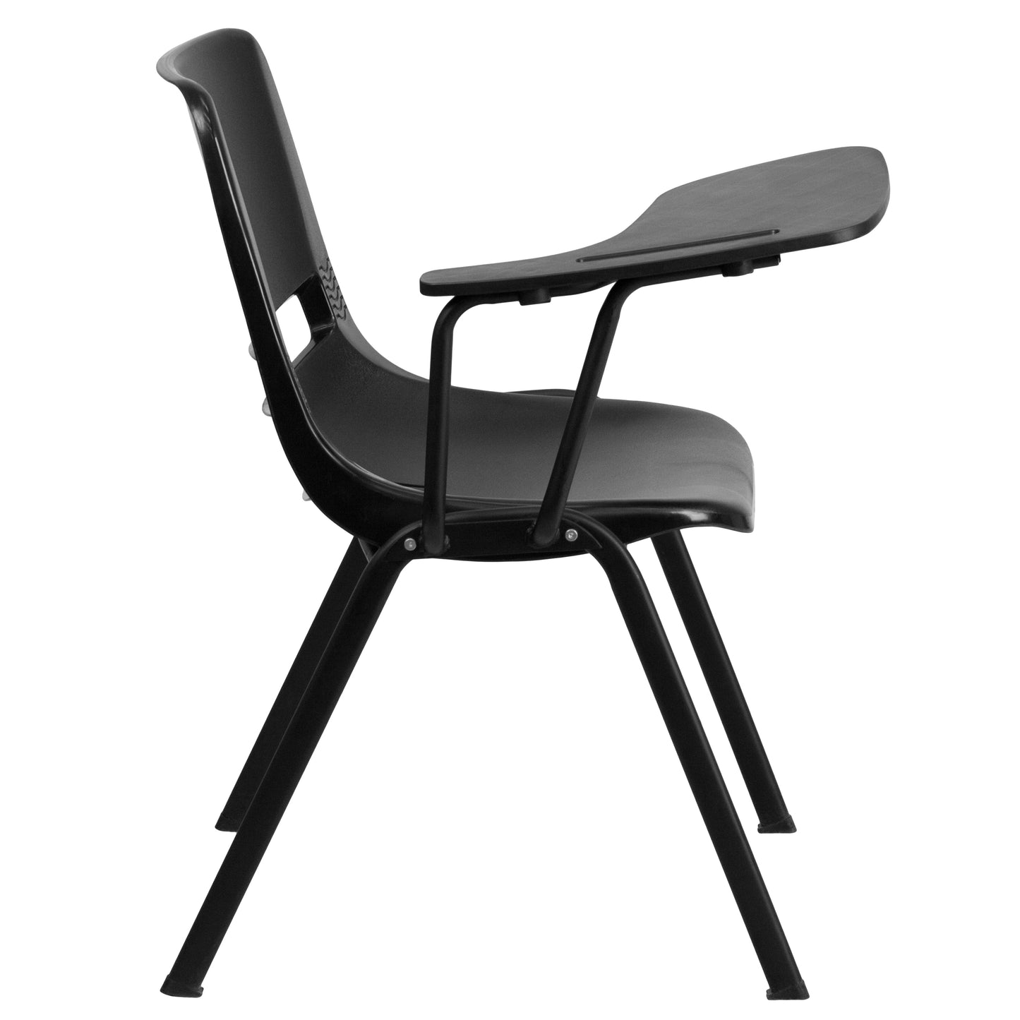 HERCULES Black Ergonomic Shell Chair with Right Handed Flip-Up Tablet Arm Black