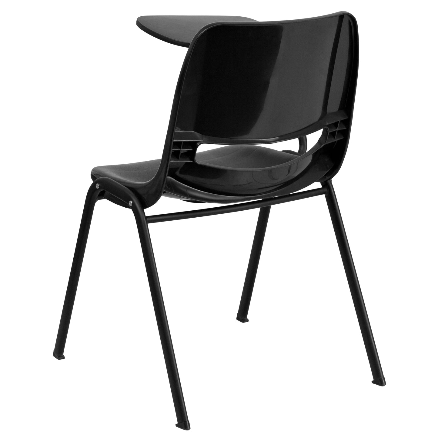 HERCULES Black Ergonomic Shell Chair with Right Handed Flip-Up Tablet Arm Black