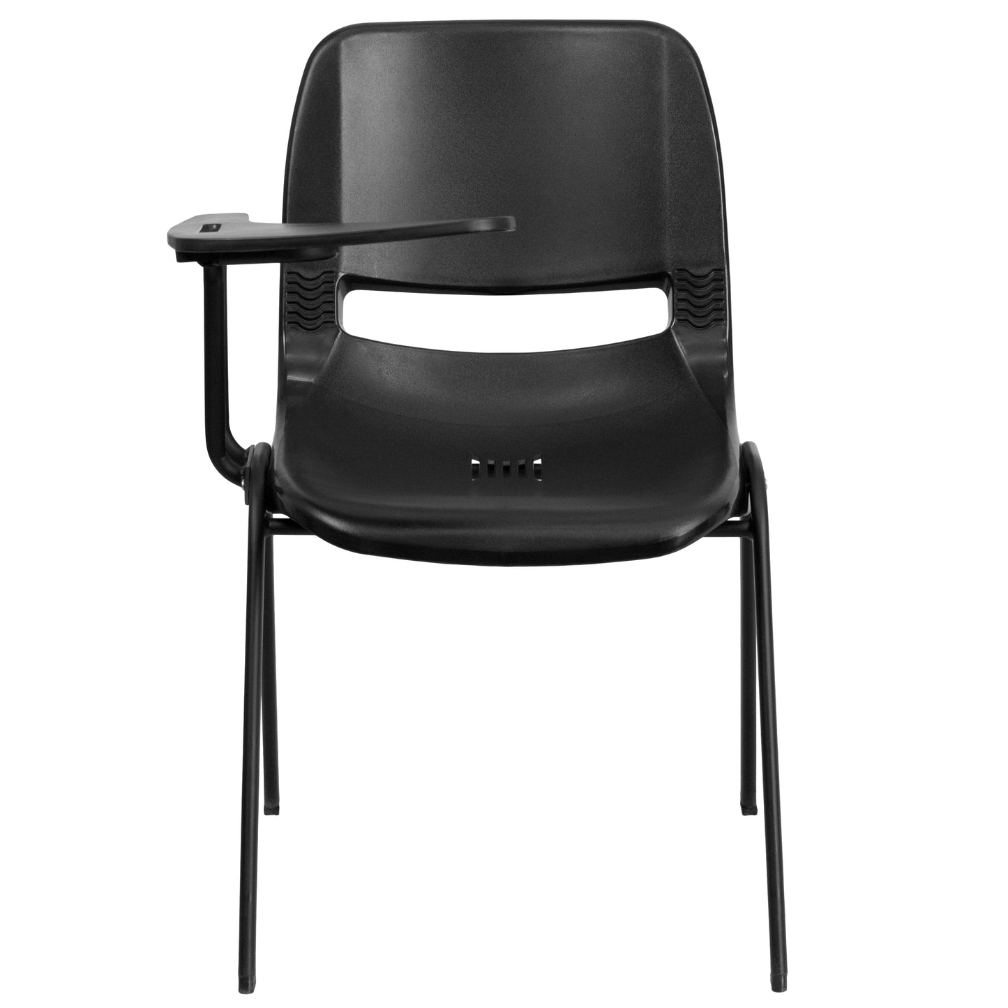HERCULES Black Ergonomic Shell Chair with Right Handed Flip-Up Tablet Arm Black
